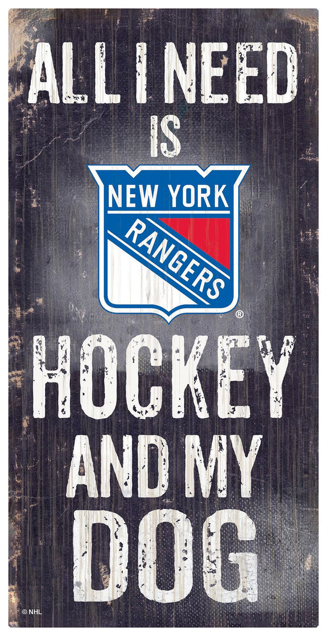 New York Rangers Sign Wood 6x12 Hockey and Dog Design - Sports Collectibles, Sports Memorabilia, Sports Fan Shop, Sports Gifts