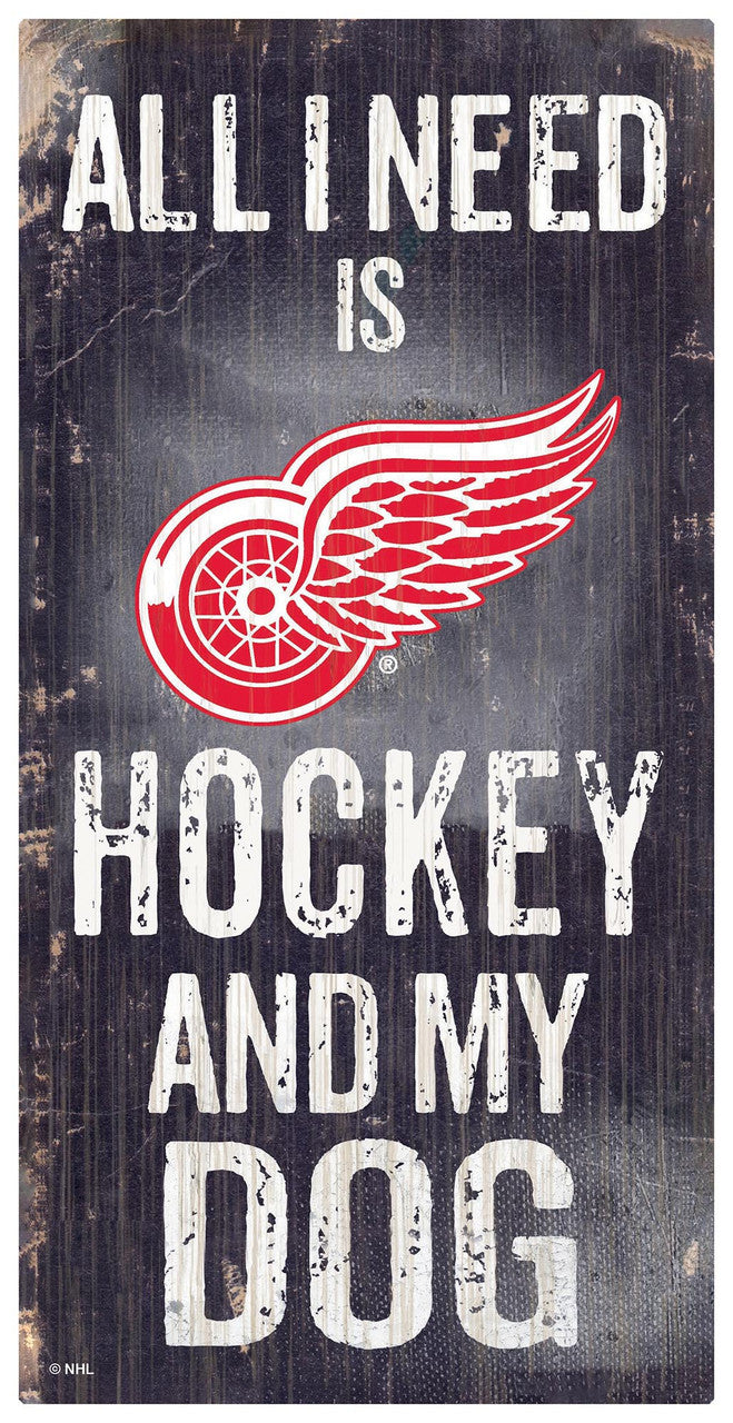 Detroit Red Wings Sign Wood 6x12 Hockey and Dog Design - Sports Collectibles, Sports Memorabilia, Sports Fan Shop, Sports Gifts