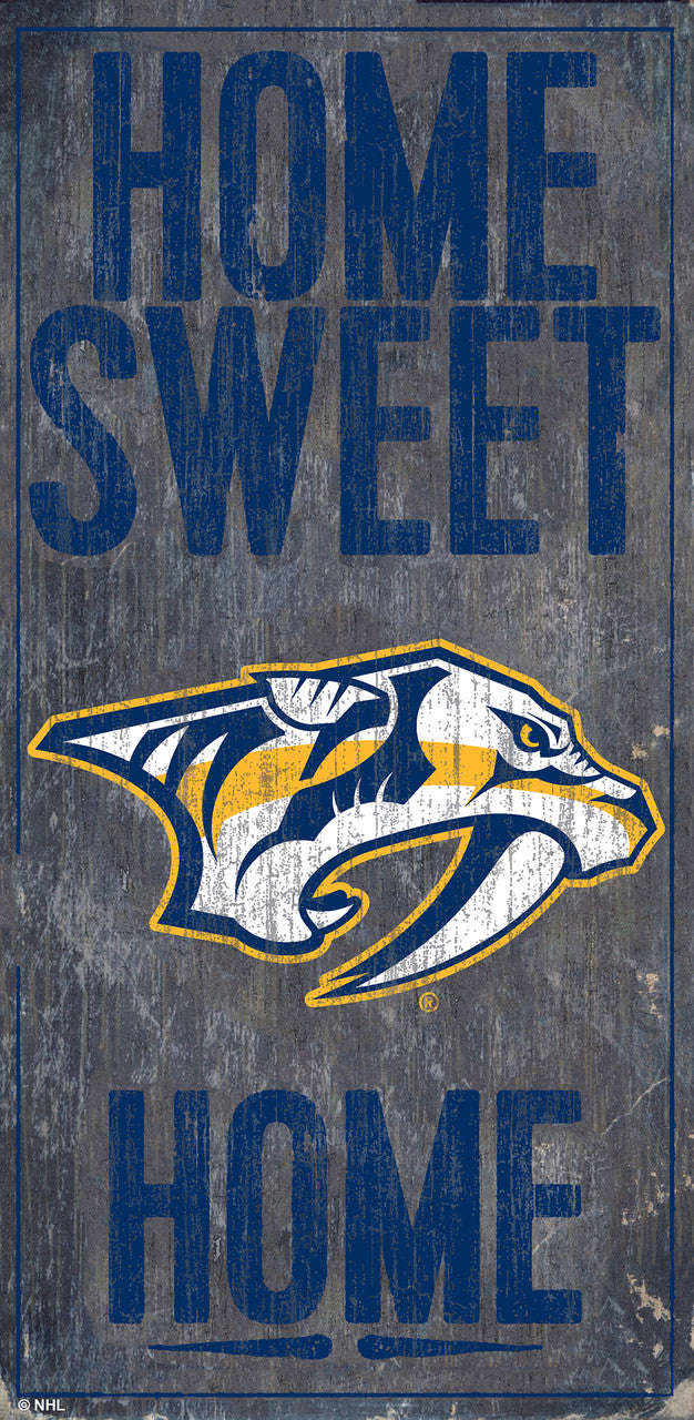 Nashville Predators Sign Wood 6x12 Home Sweet Home Design - Sports Collectibles, Sports Memorabilia, Sports Fan Shop, Sports Gifts