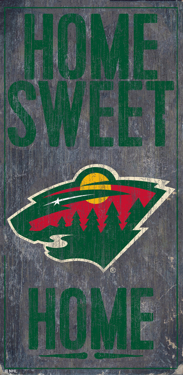 Minnesota Wild Sign Wood 6x12 Home Sweet Home Design - Sports Collectibles, Sports Memorabilia, Sports Fan Shop, Sports Gifts