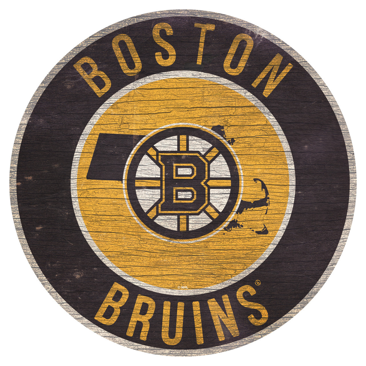 Boston Bruins Sign Wood 12 Inch Round State Design - Sports Collectibles, Sports Memorabilia, Sports Fan Shop, Sports Gifts