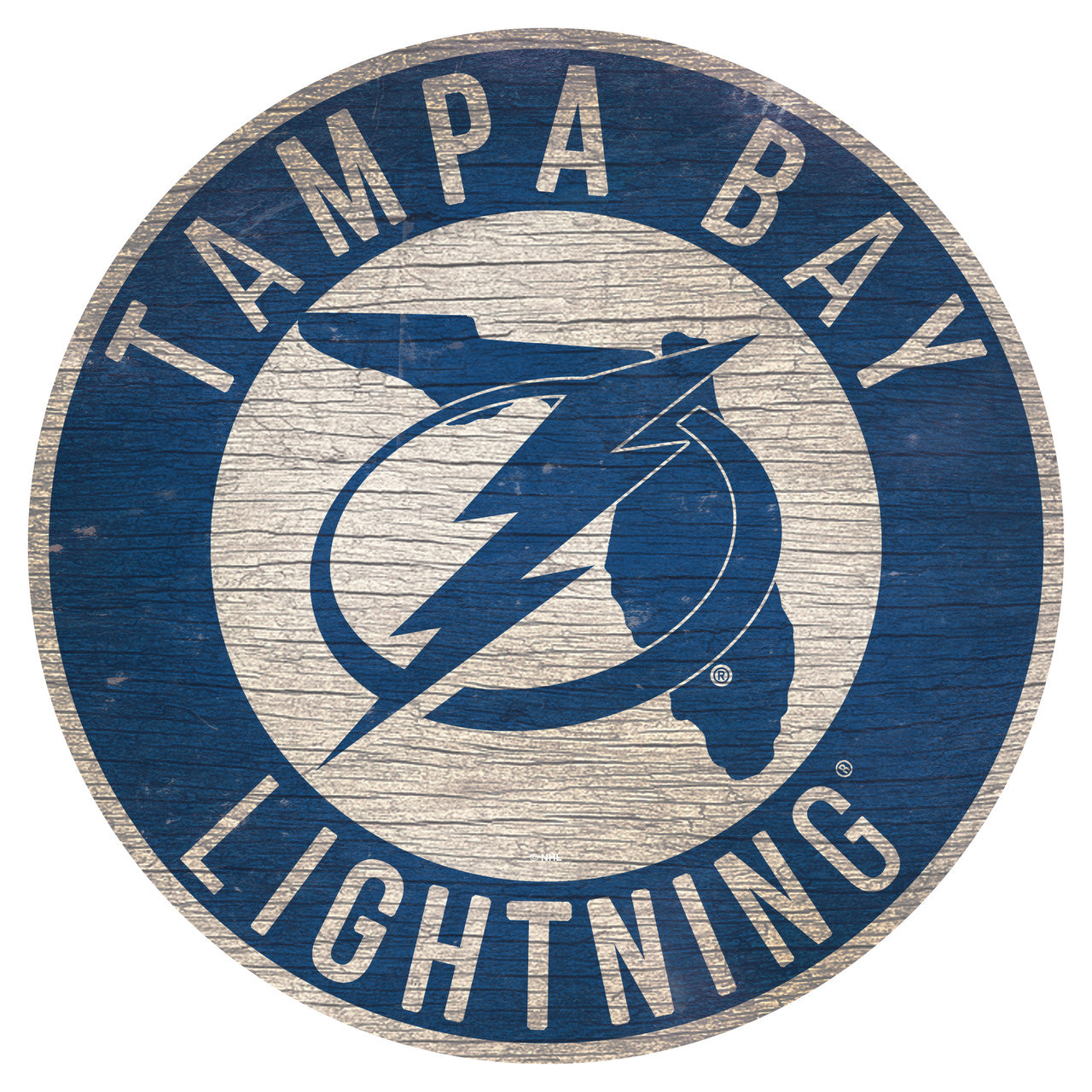 Tampa Bay Lightning Sign Wood 12 Inch Round State Design - Sports Collectibles, Sports Memorabilia, Sports Fan Shop, Sports Gifts