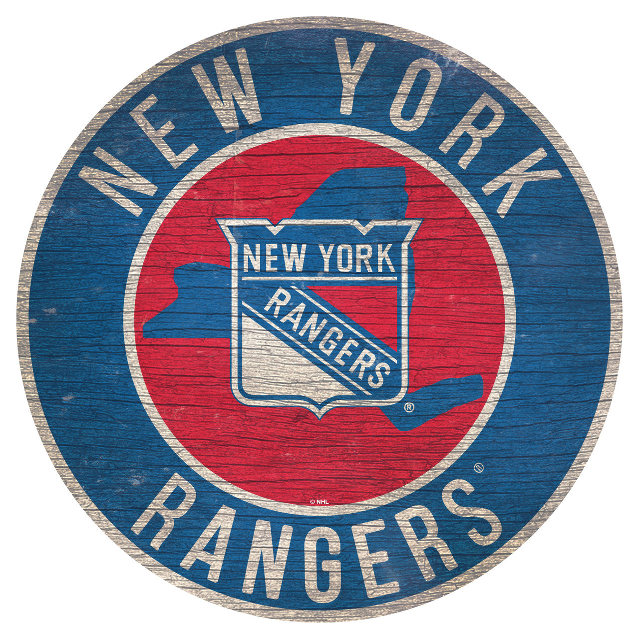 New York Rangers Sign Wood 12 Inch Round State Design - Sports Collectibles, Sports Memorabilia, Sports Fan Shop, Sports Gifts
