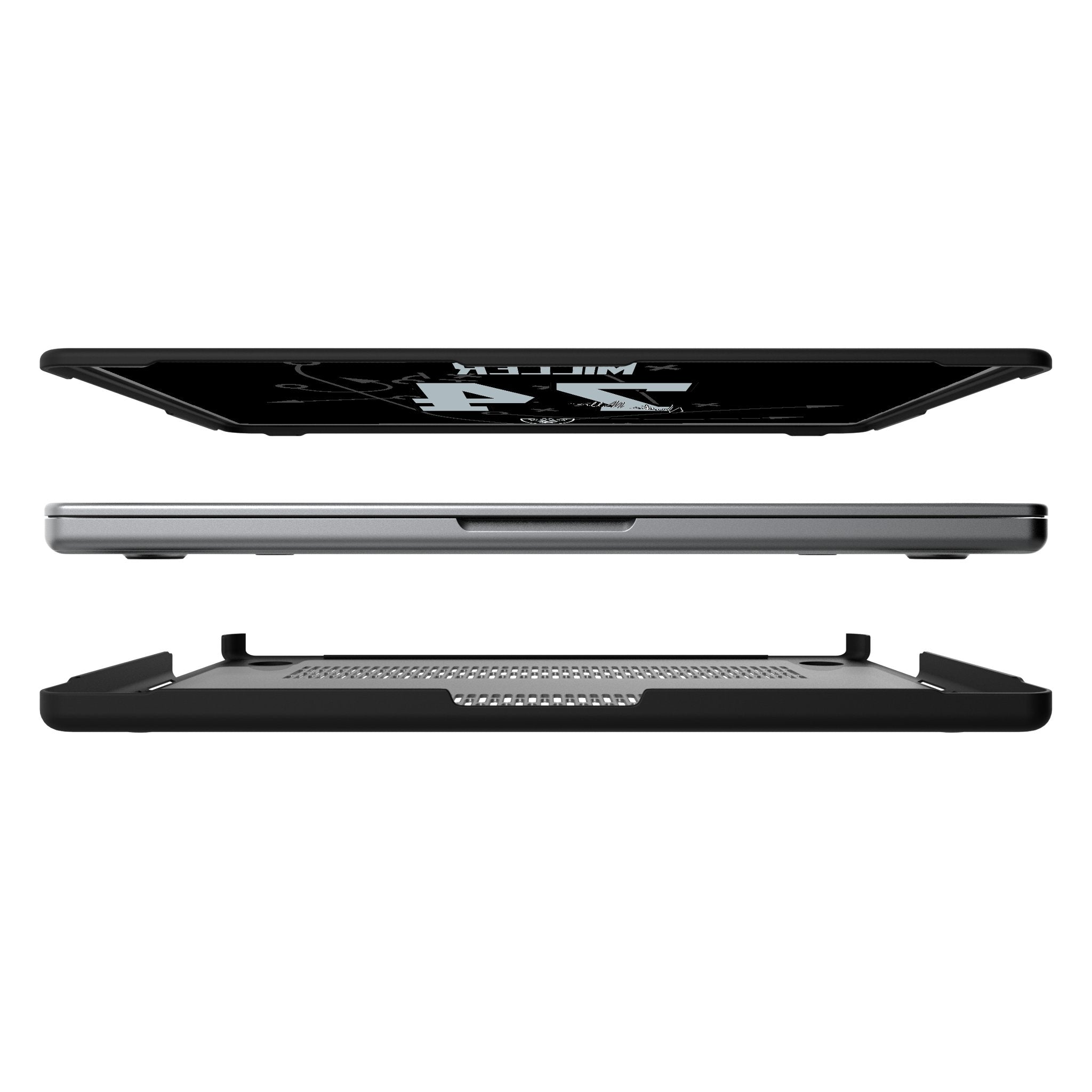 Kolton Miller Las Vegas Raiders 74 Game Tactic Laptop Case for Apple MacBook - Sports Gifts, Sports Memorabilia, Sports Collectibles, Fan Shop