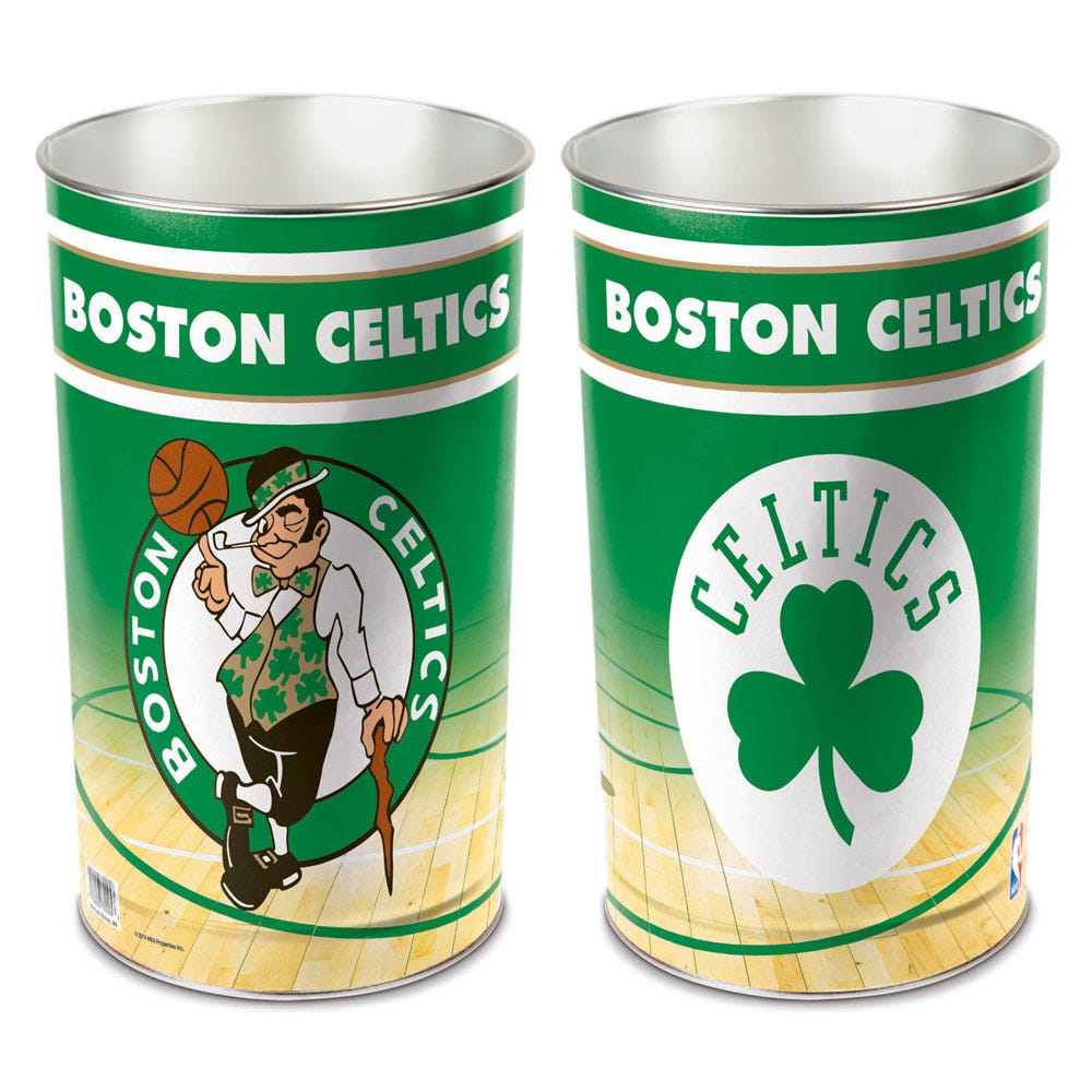 Boston Celtics Wastebasket - tapered 15"H - Sports Gifts, Sports Memorabilia, Sports Collectibles, Fan Shop