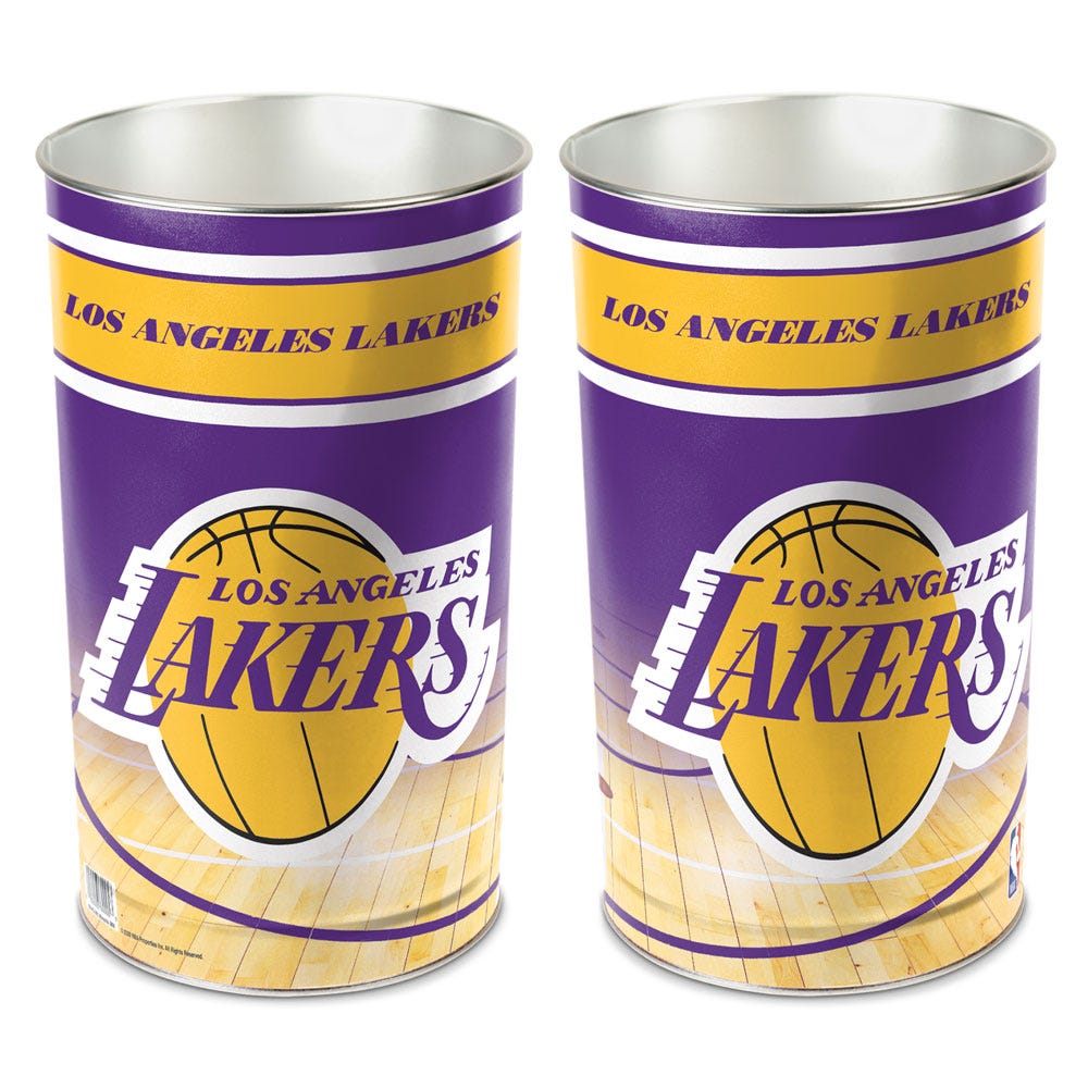 Los Angeles Lakers Wastebasket - tapered 15"H - Sports Gifts, Sports Memorabilia, Sports Collectibles, Fan Shop