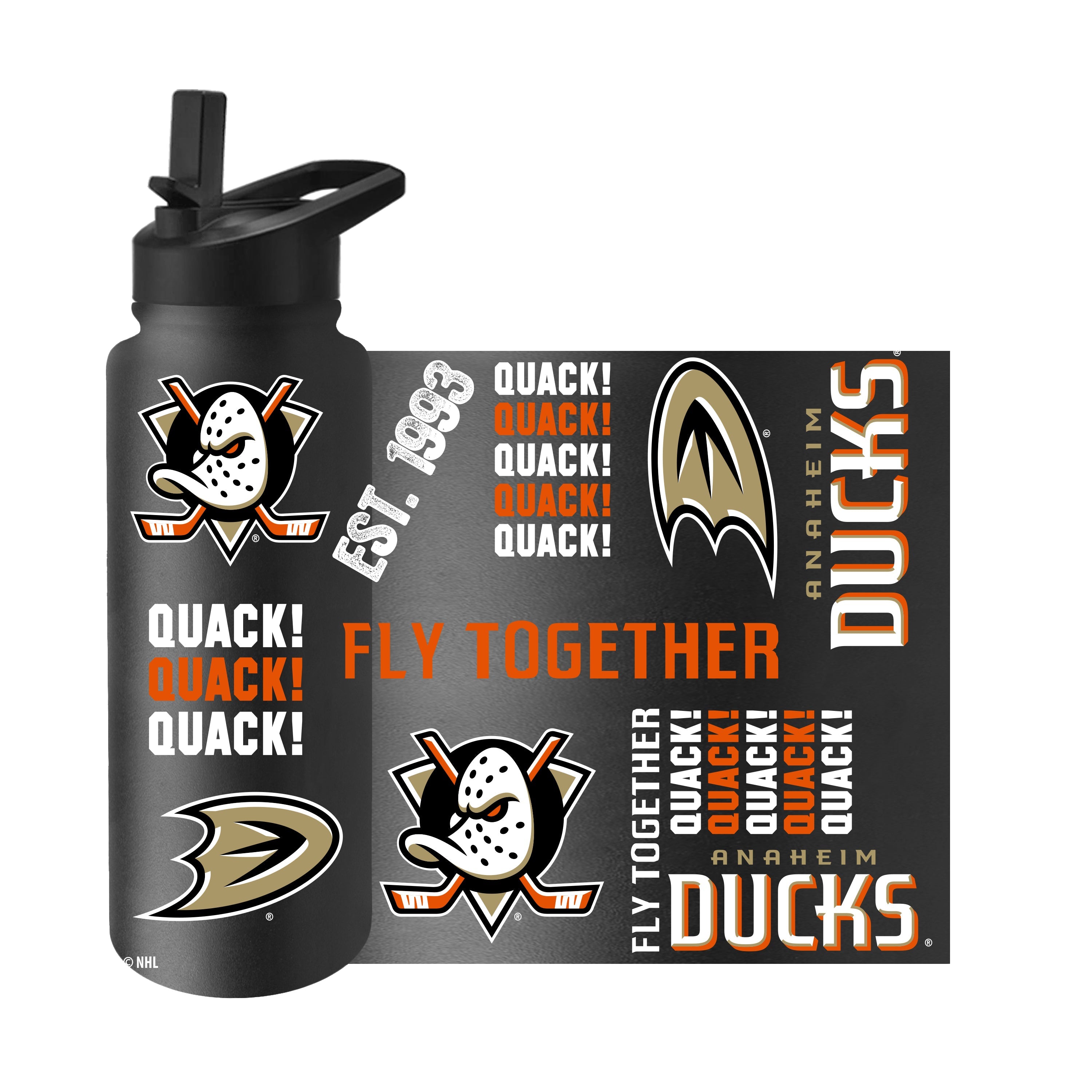 Anaheim Ducks Black 34oz Native Quencher Bottle - Sports Gifts, Sports Memorabilia, Sports Collectibles, Fan Shop