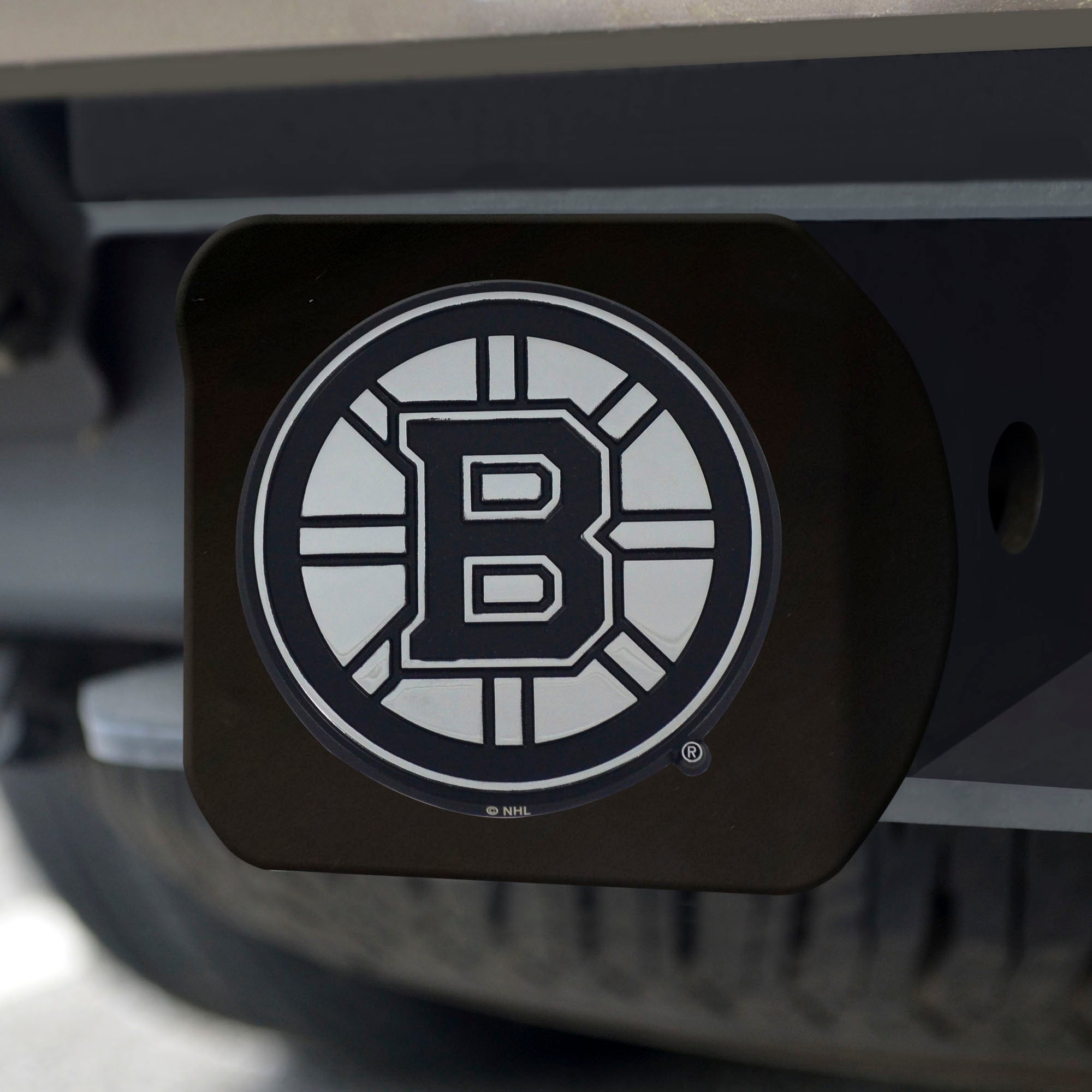 NHL - Boston Bruins Chrome on Black Hitch Cover - Sports Gifts, Sports Memorabilia, Sports Collectibles, Fan Shop
