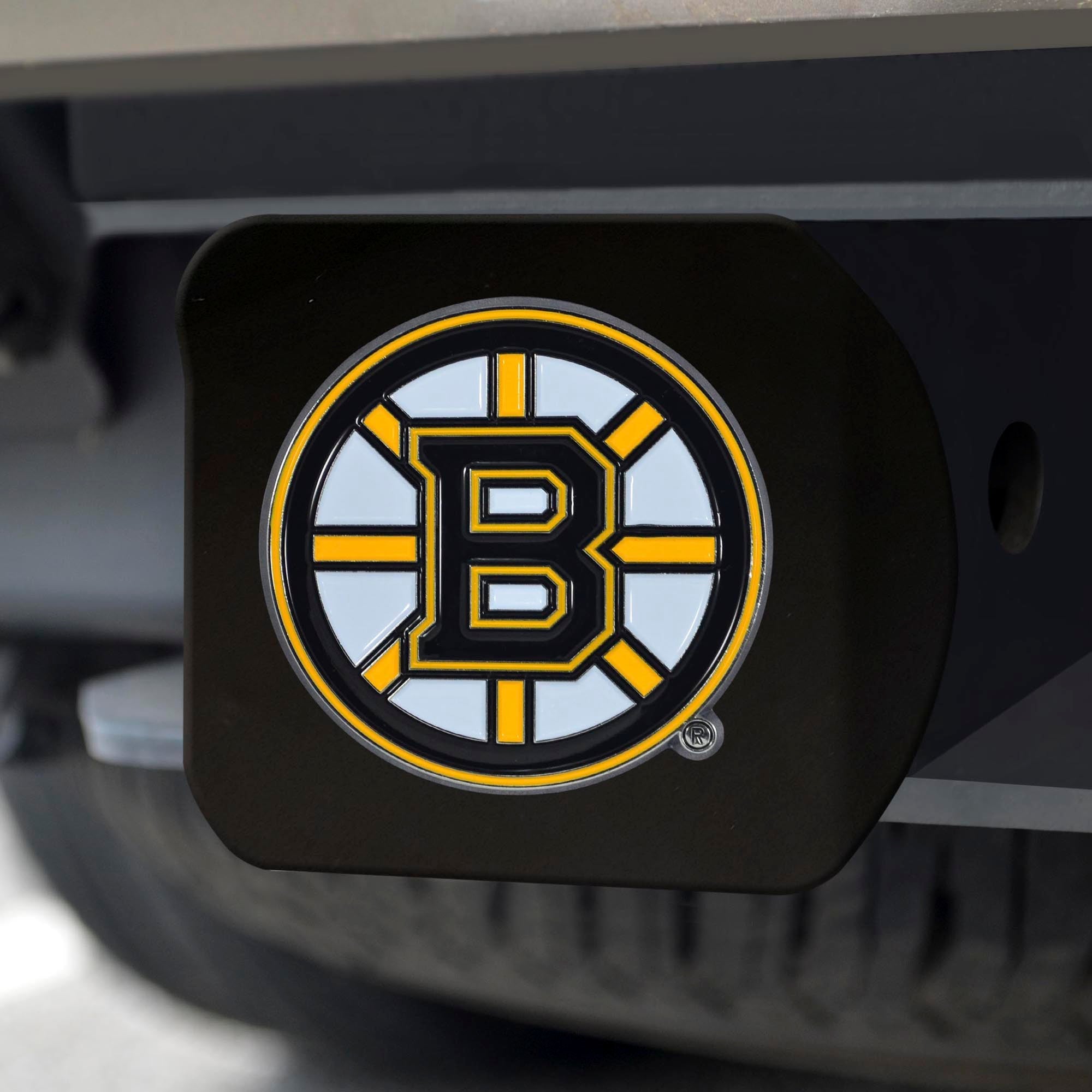 NHL - Boston Bruins Color on Black Hitch Cover - Sports Gifts, Sports Memorabilia, Sports Collectibles, Fan Shop