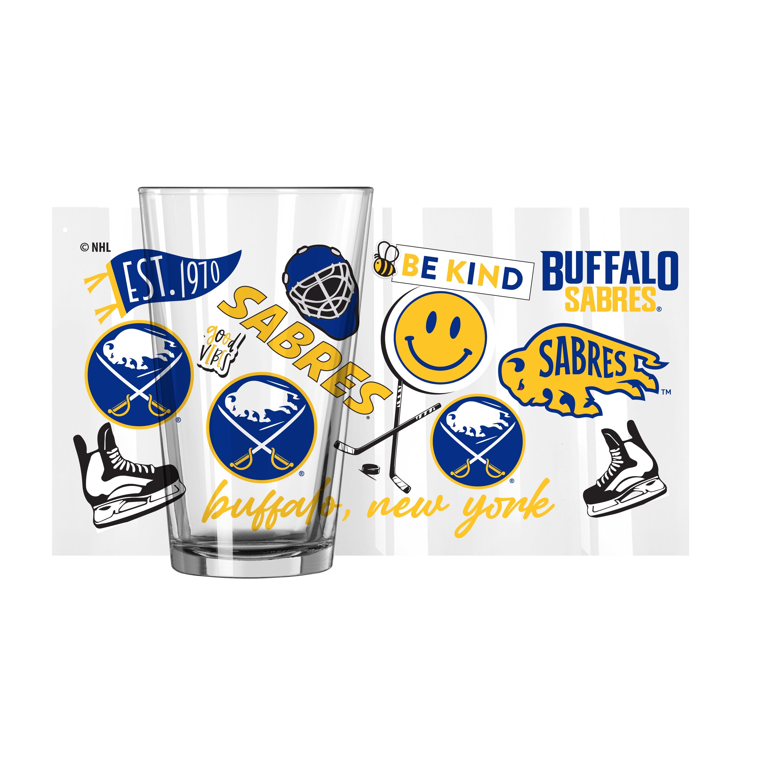 Buffalo Sabres 16oz Native Pint Glass - Sports Gifts, Sports Memorabilia, Sports Collectibles, Fan Shop