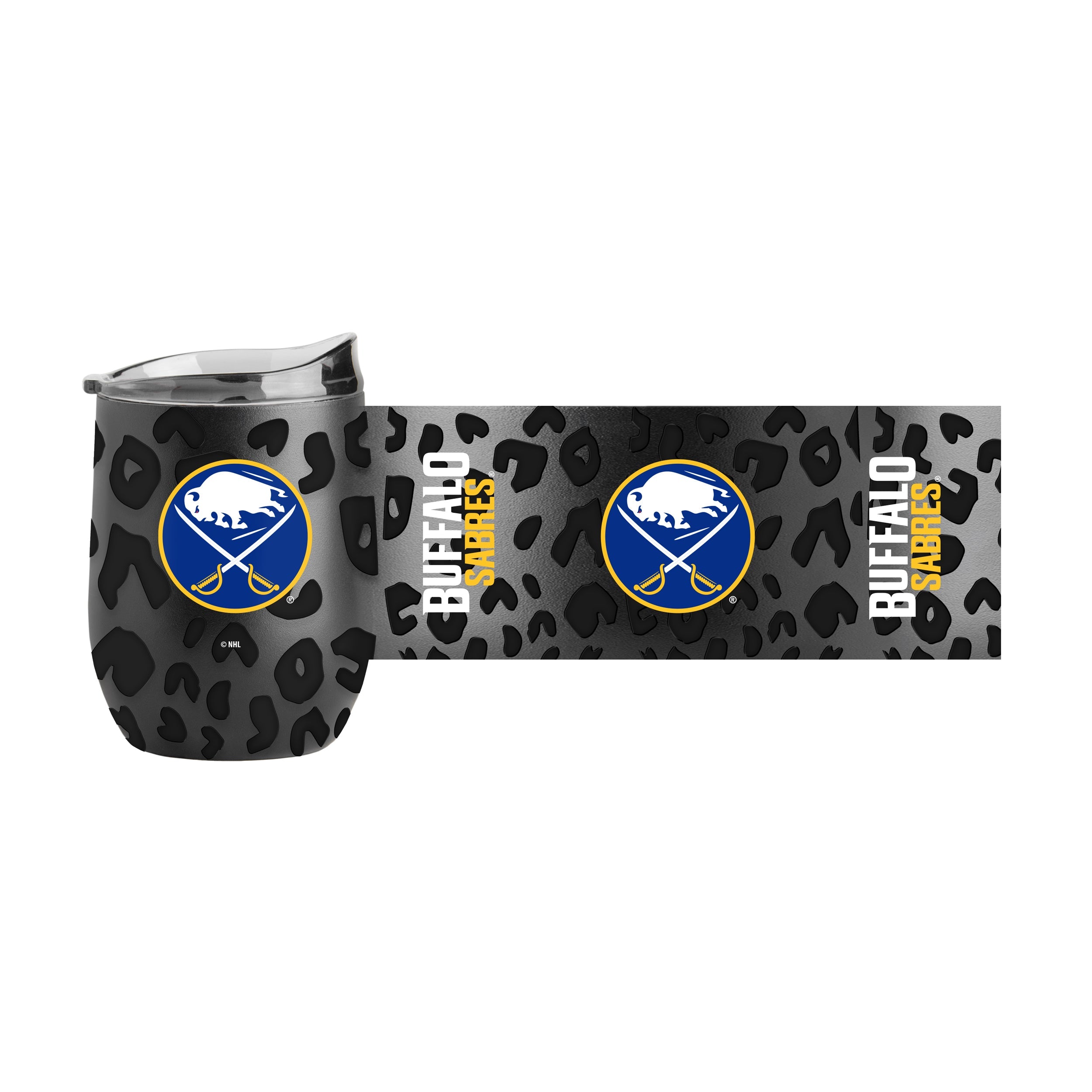 Buffalo Sabres Leopard 16oz Black Powdercoat Curved Beverage - Sports Gifts, Sports Memorabilia, Sports Collectibles, Fan Shop