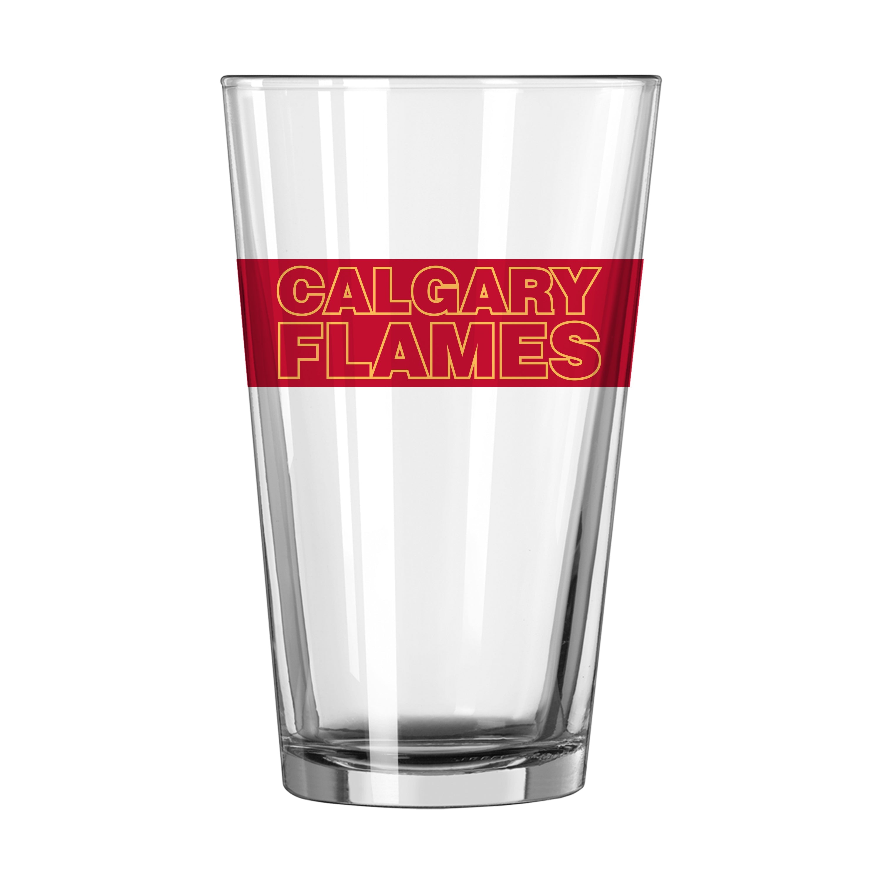 Calgary Flames 16oz Stripe Pint Glass - Sports Gifts, Sports Memorabilia, Sports Collectibles, Fan Shop