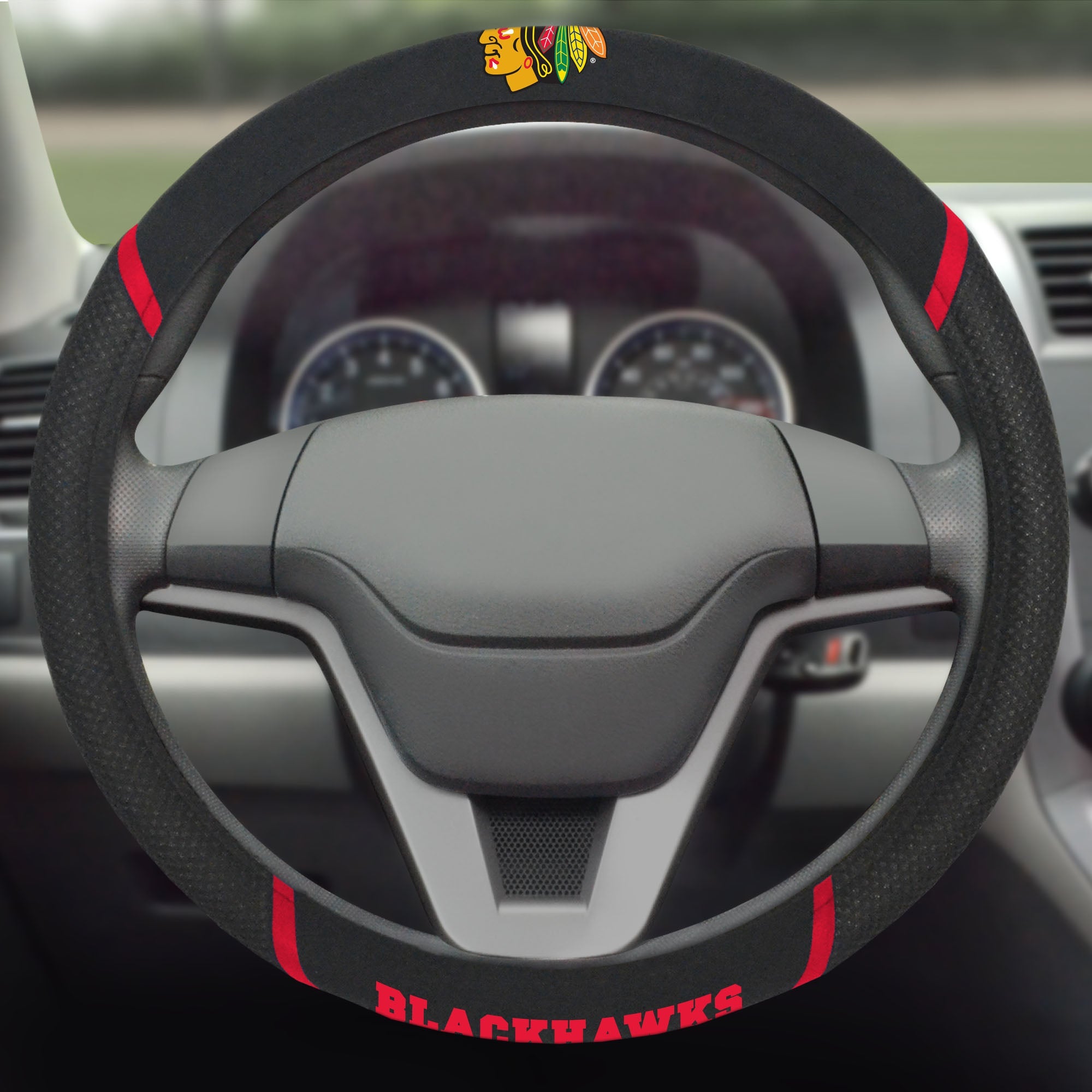 NHL - Chicago Blackhawks STEERING WHEEL COVER - Sports Gifts, Sports Memorabilia, Sports Collectibles, Fan Shop