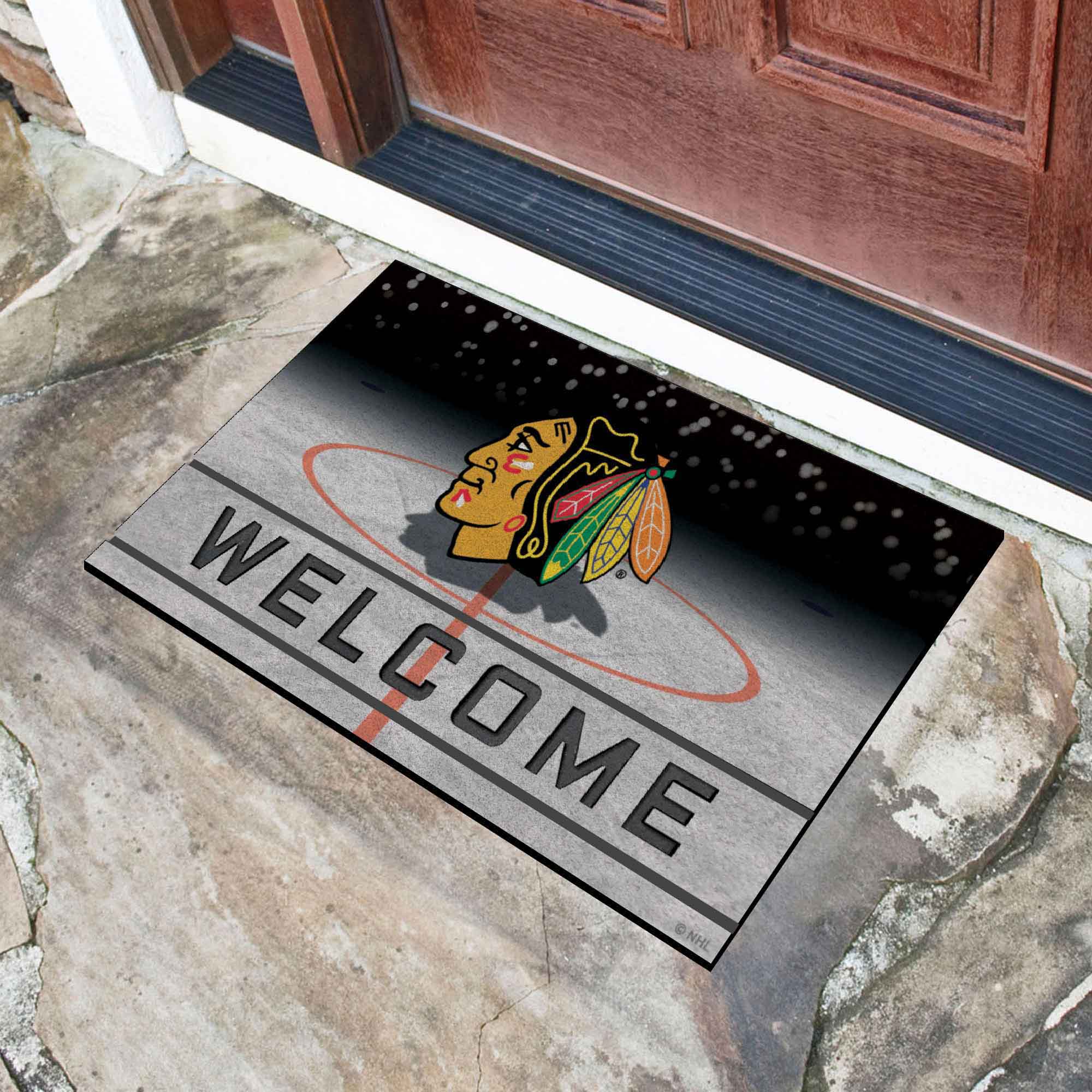 NHL - Chicago Blackhawks Crumb Rubber Door Mat - Sports Gifts, Sports Memorabilia, Sports Collectibles, Fan Shop