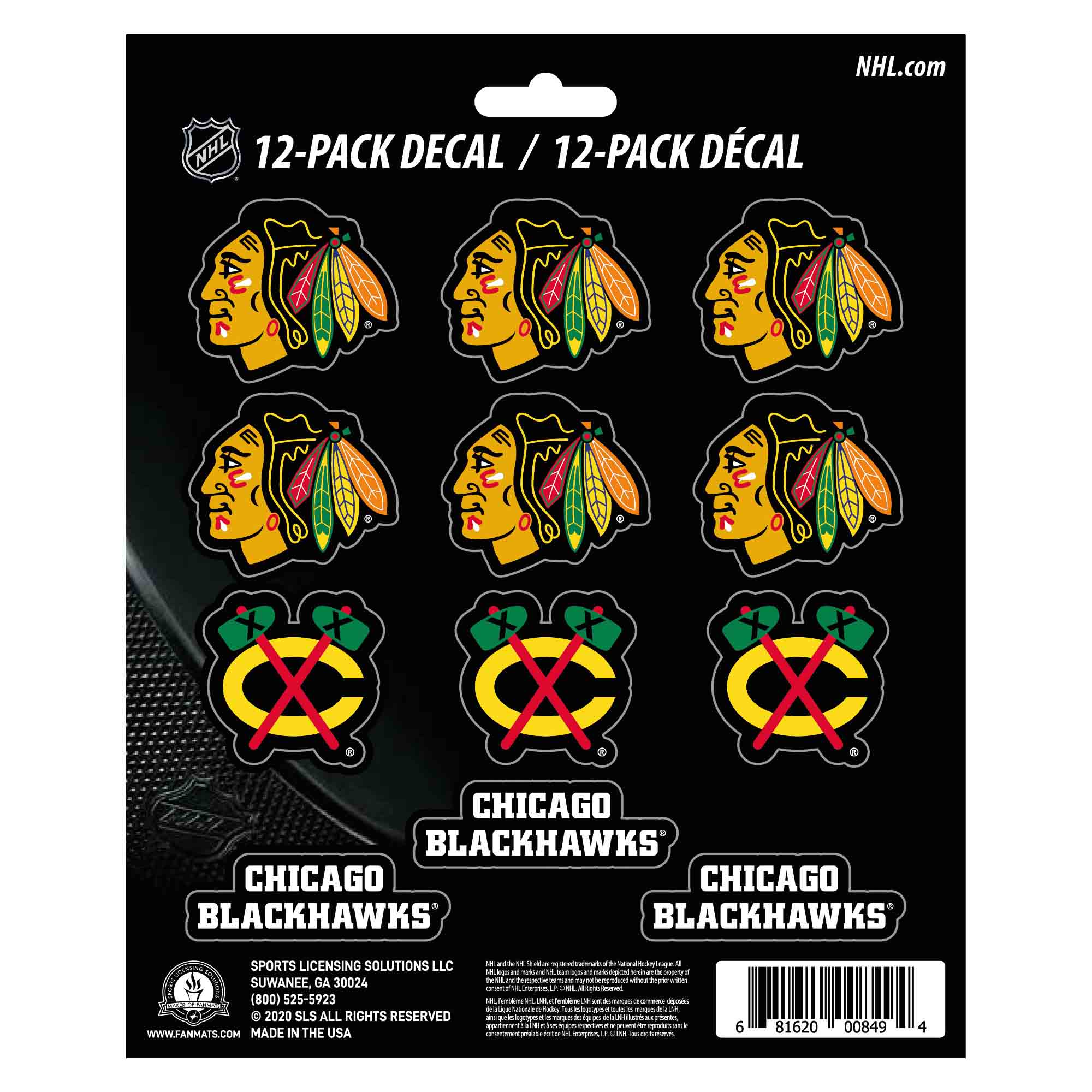 Chicago Blackhawks Mini Decal 12-pk