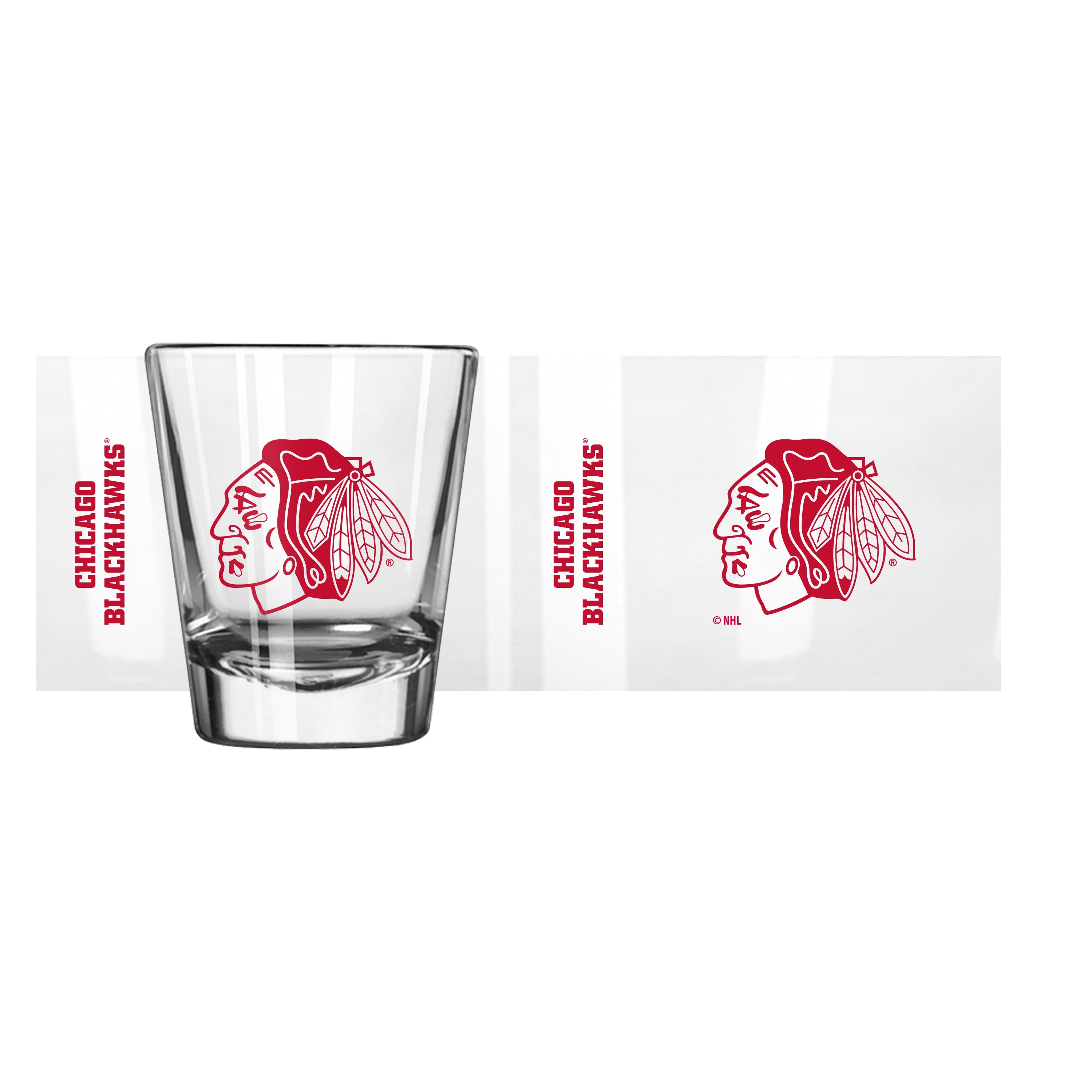Chicago Blackhawks Black 2oz Gameday Shot Glass - Sports Gifts, Sports Memorabilia, Sports Collectibles, Fan Shop