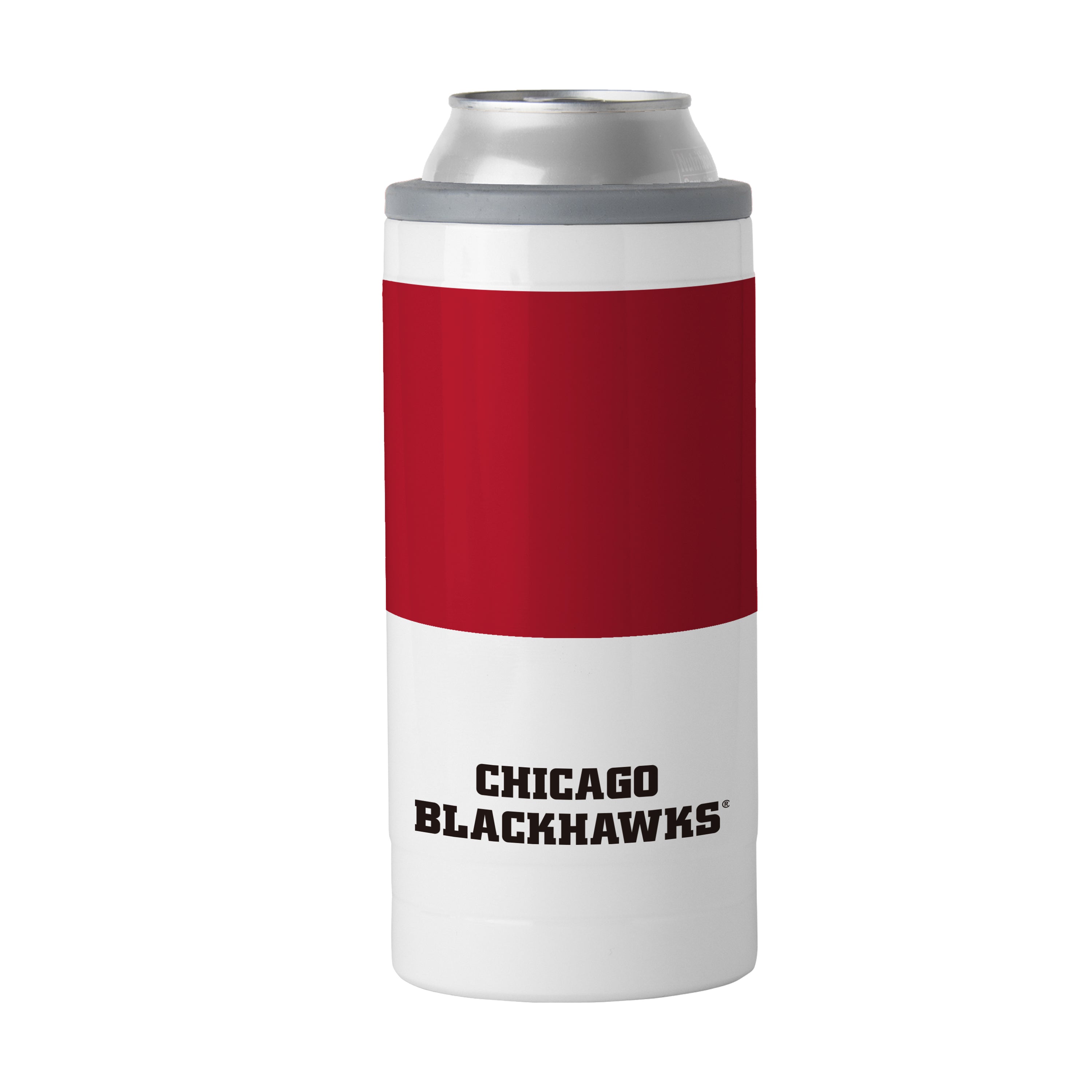 Chicago Blackhawks 12oz Colorblock Slim Can Coolie - Sports Gifts, Sports Memorabilia, Sports Collectibles, Fan Shop