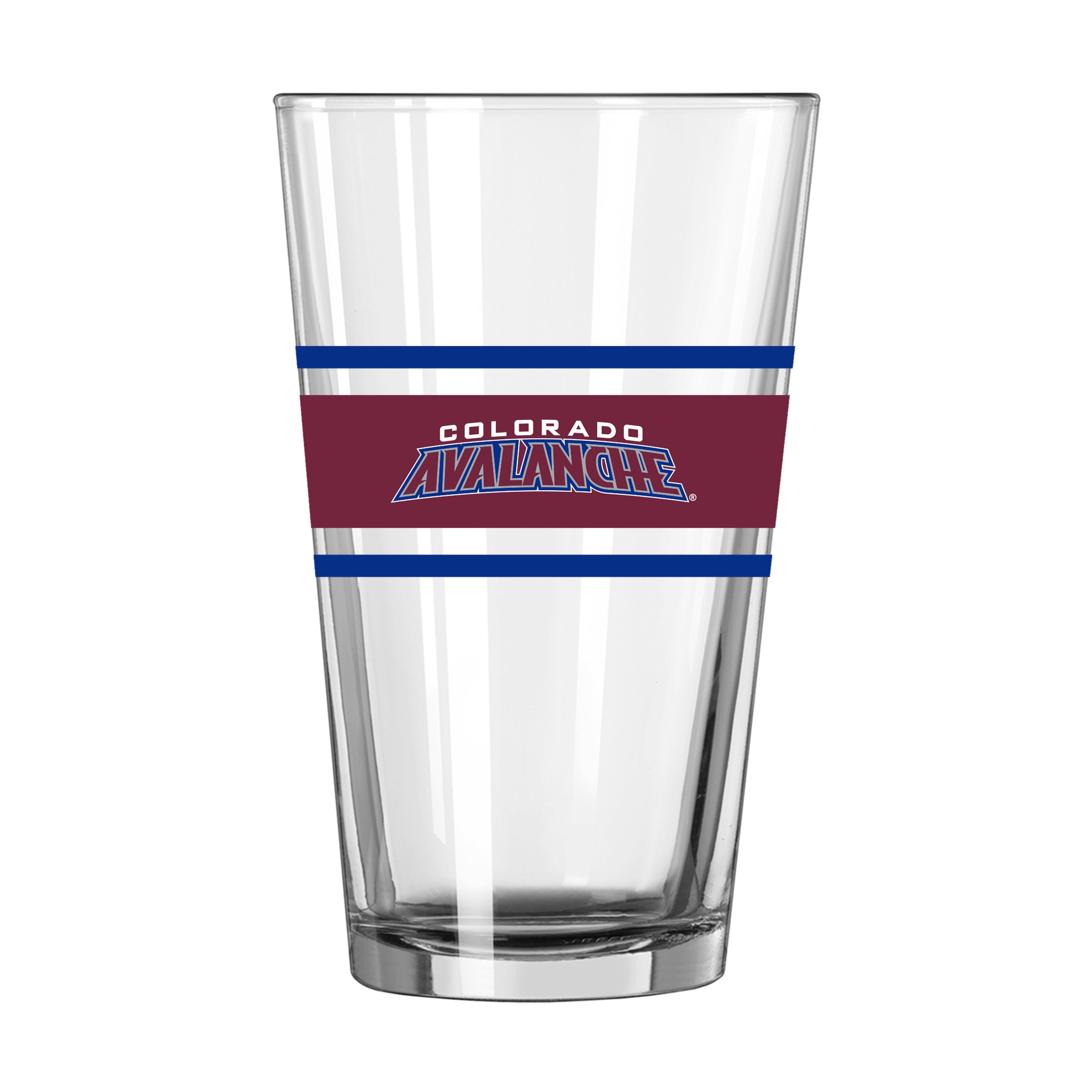 Colorado Avalanche 16oz Stripe Pint Glass - Sports Gifts, Sports Memorabilia, Sports Collectibles, Fan Shop