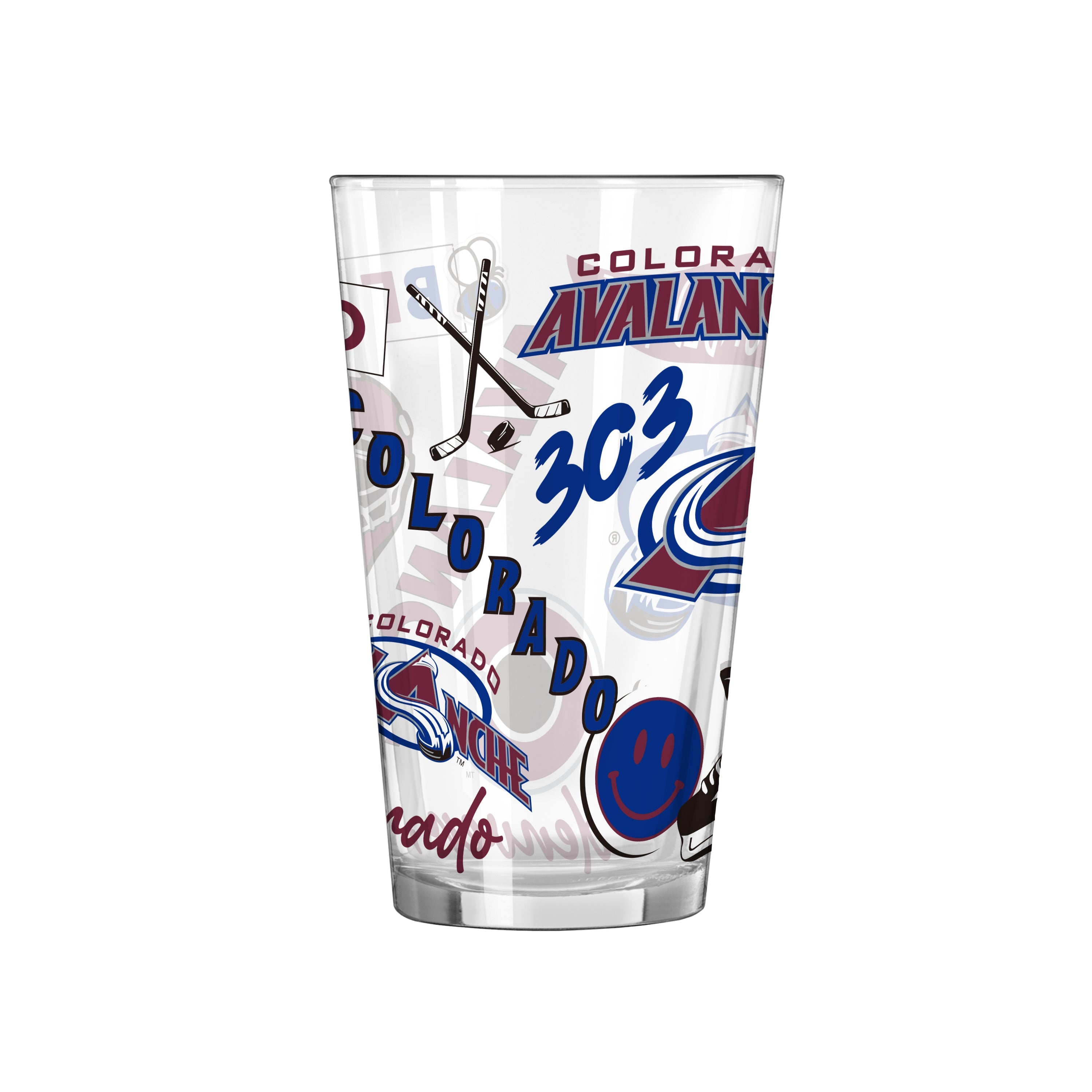 Colorado Avalanche 16oz Native Pint Glass - Sports Gifts, Sports Memorabilia, Sports Collectibles, Fan Shop