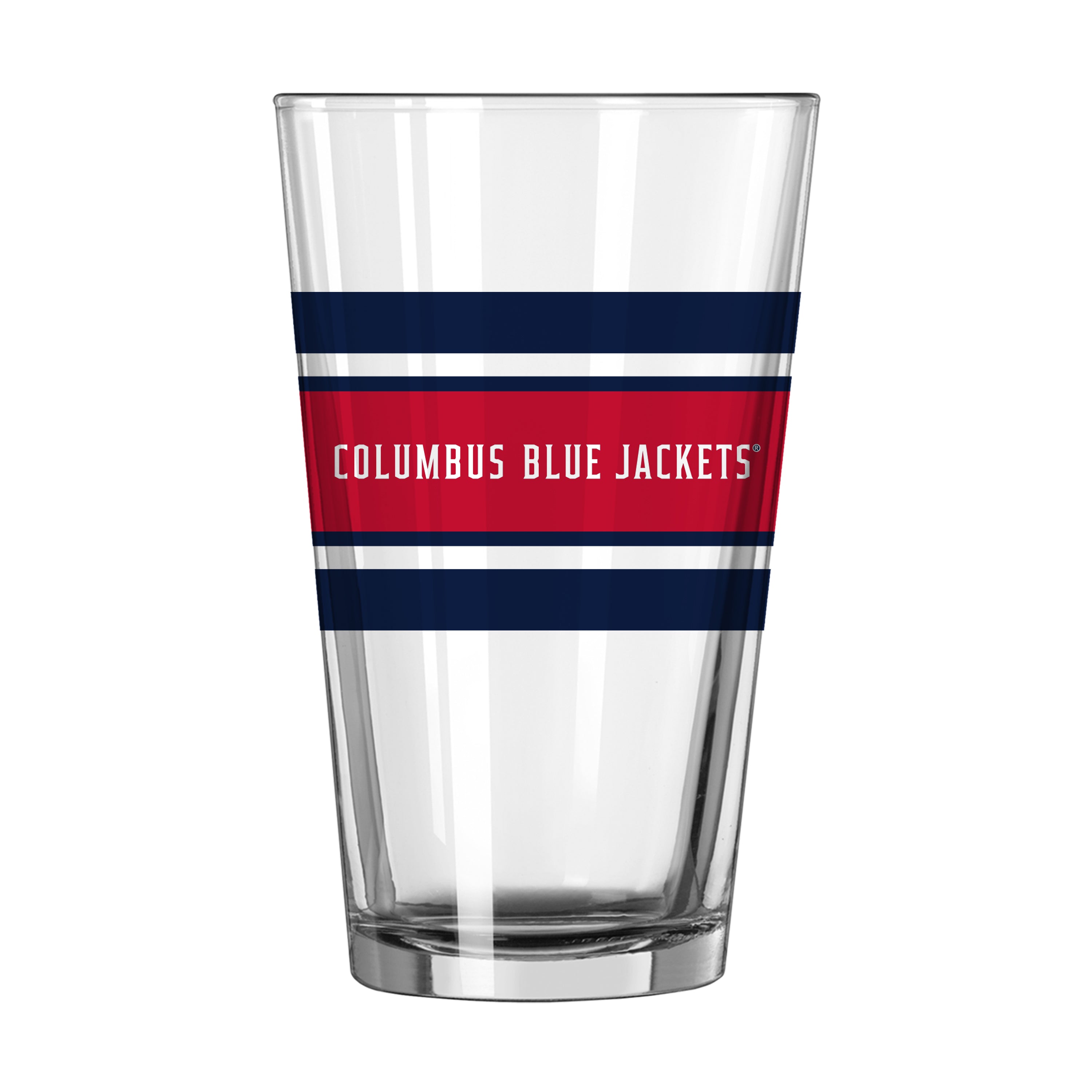 Columbus Blue Jackets 16oz Stripe Pint Glass - Sports Gifts, Sports Memorabilia, Sports Collectibles, Fan Shop
