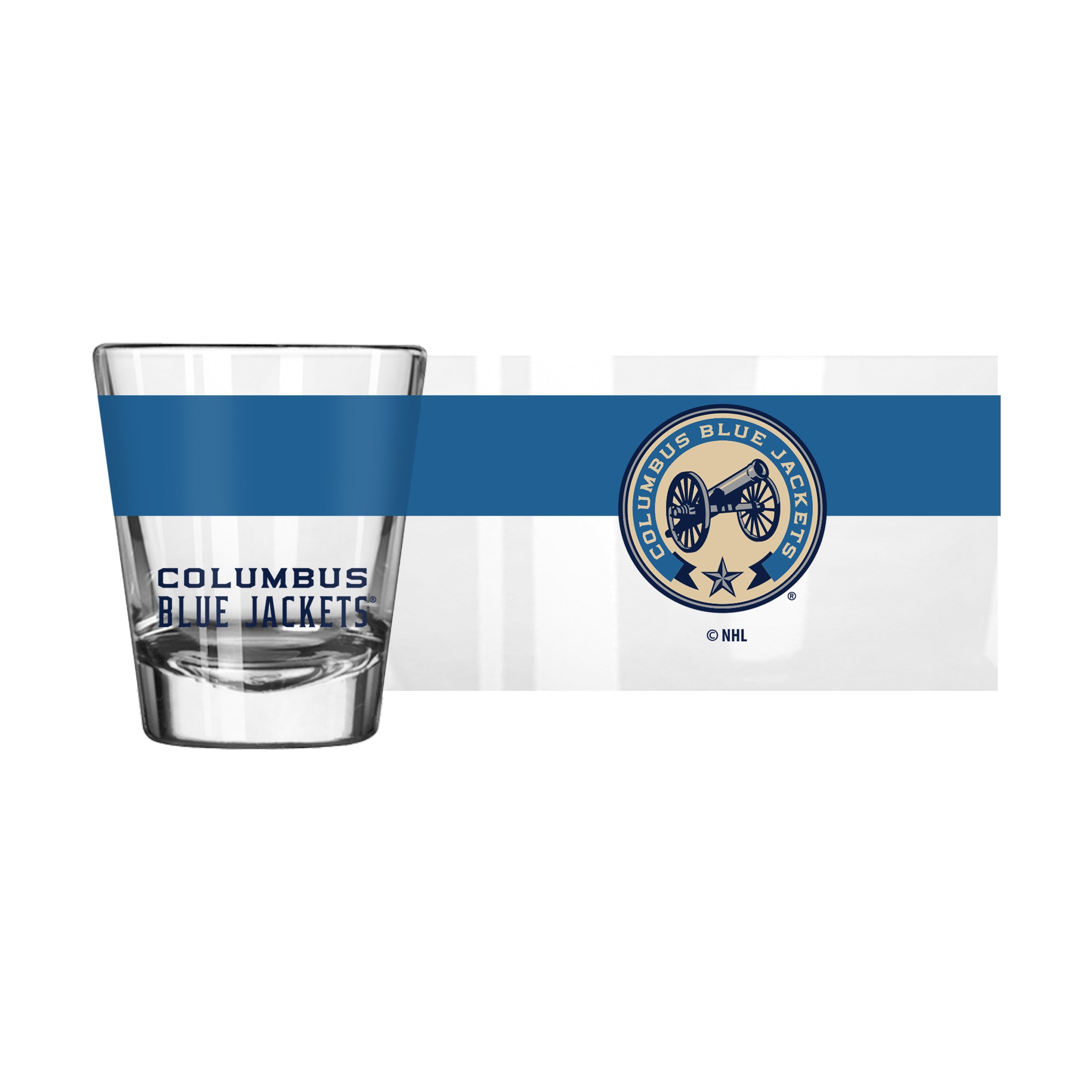 Columbus Blue Jackets Light Blue 2oz Colorblock Shot Glass - Sports Gifts, Sports Memorabilia, Sports Collectibles, Fan Shop