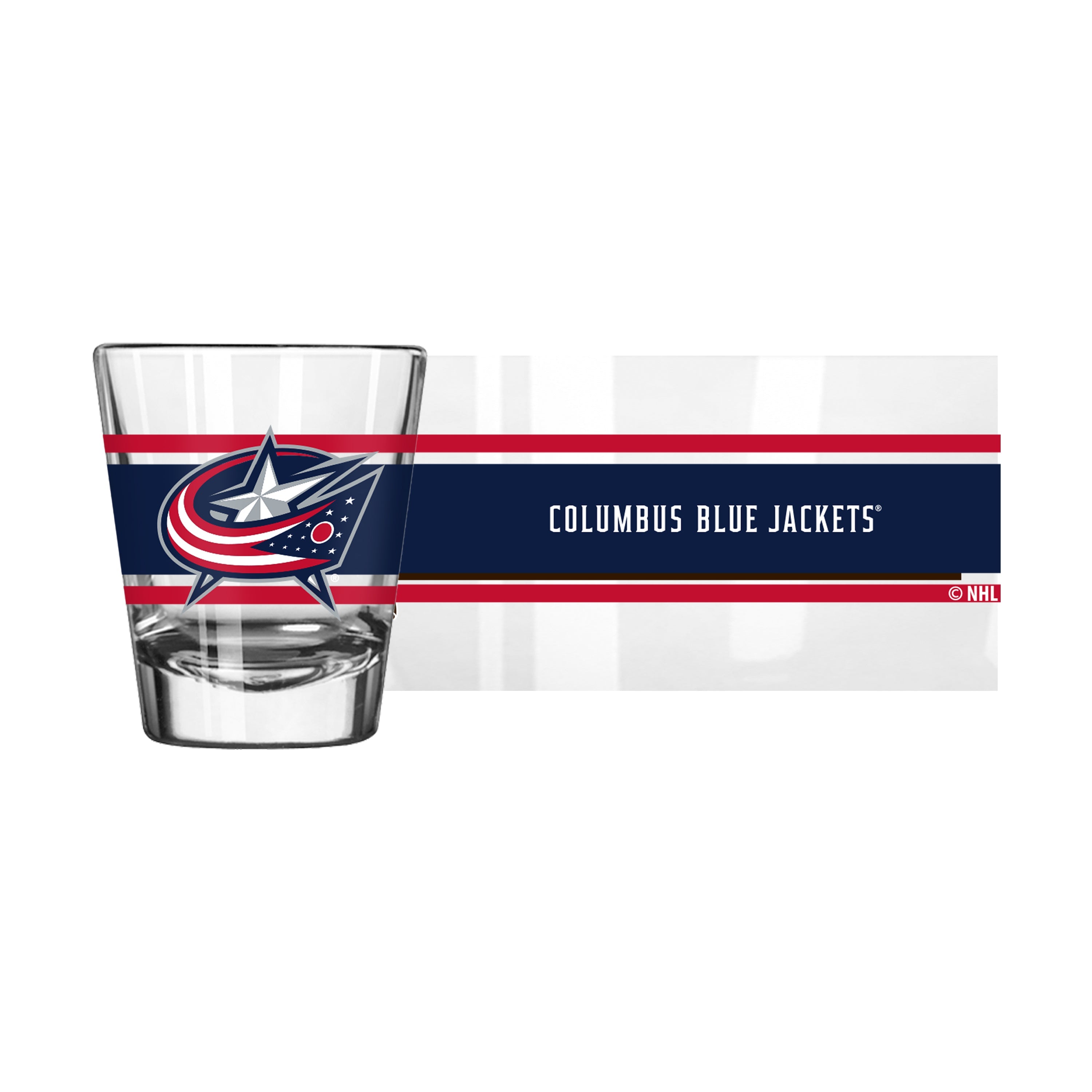 Columbus Blue Jackets 2oz Stripe Shot Glass - Sports Gifts, Sports Memorabilia, Sports Collectibles, Fan Shop