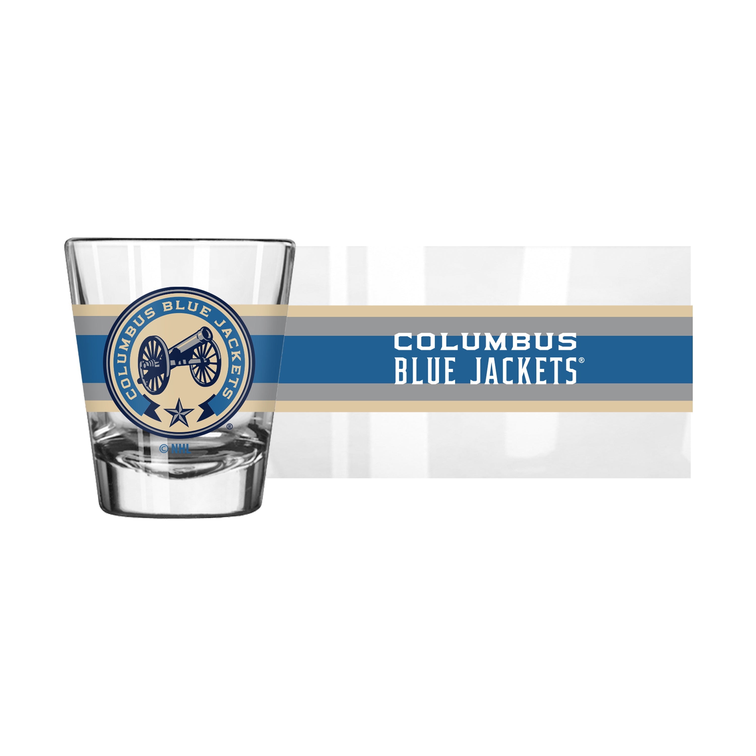 Columbus Blue Jackets Light Blue 2oz Stripe Shot Glass - Sports Gifts, Sports Memorabilia, Sports Collectibles, Fan Shop