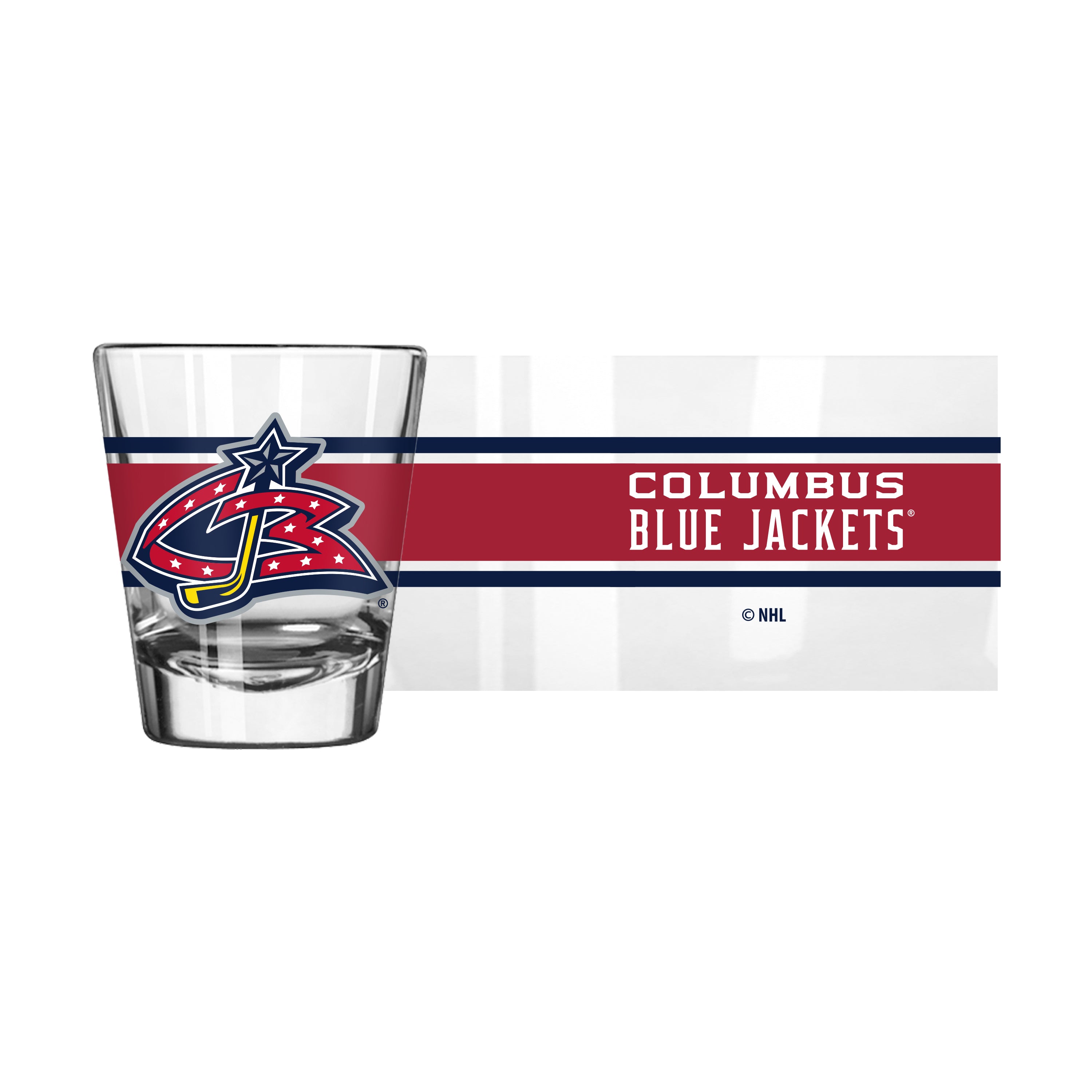 Columbus Blue Jackets Throwback 2oz Stripe Shot Glass - Sports Gifts, Sports Memorabilia, Sports Collectibles, Fan Shop