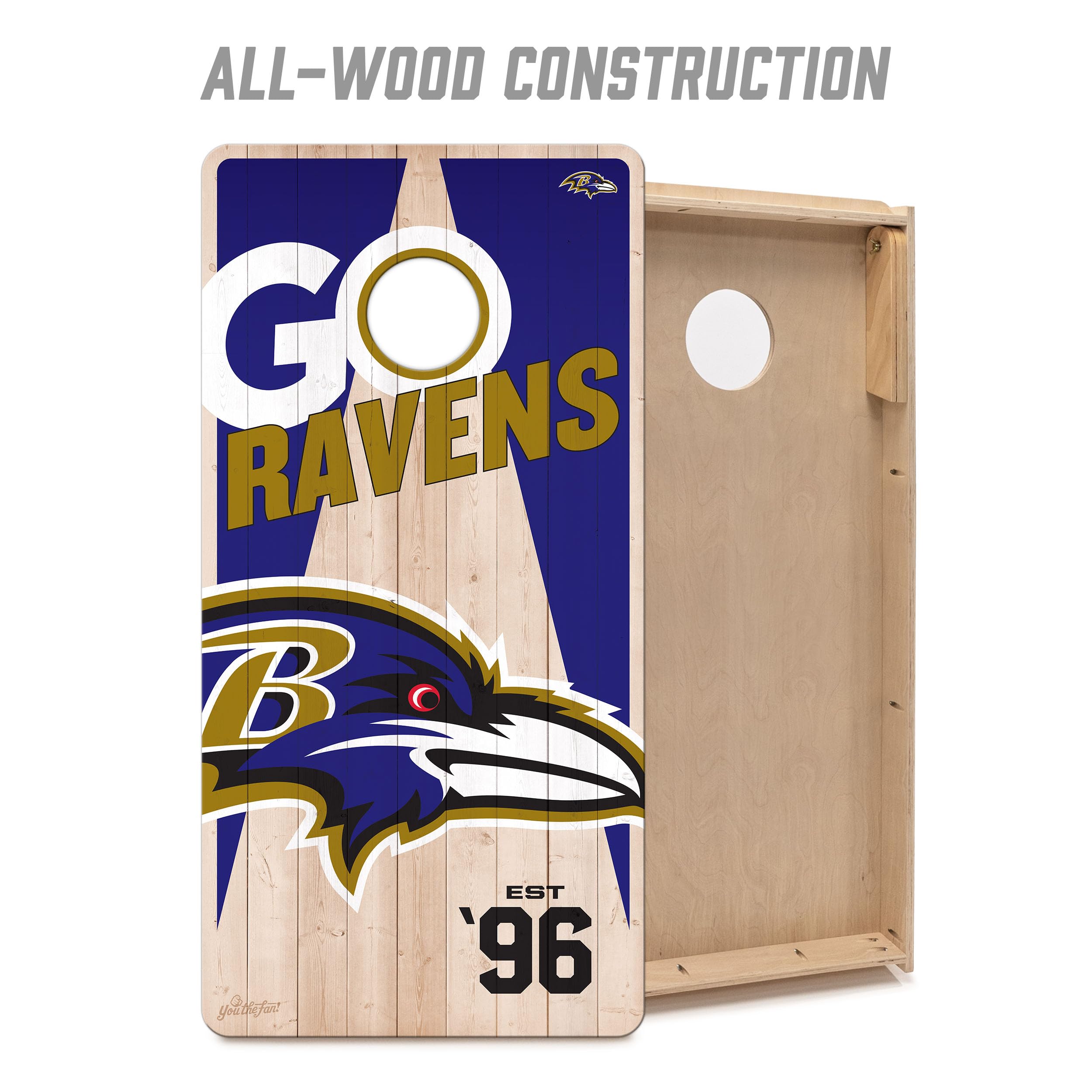 YouTheFan NFL Baltimore Ravens 2’ x 4’ Professional Wood Cornhole Game with Logo Bags - Sports Collectibles, Sports Memorabilia, Sports Fan Shop, Sports Gifts