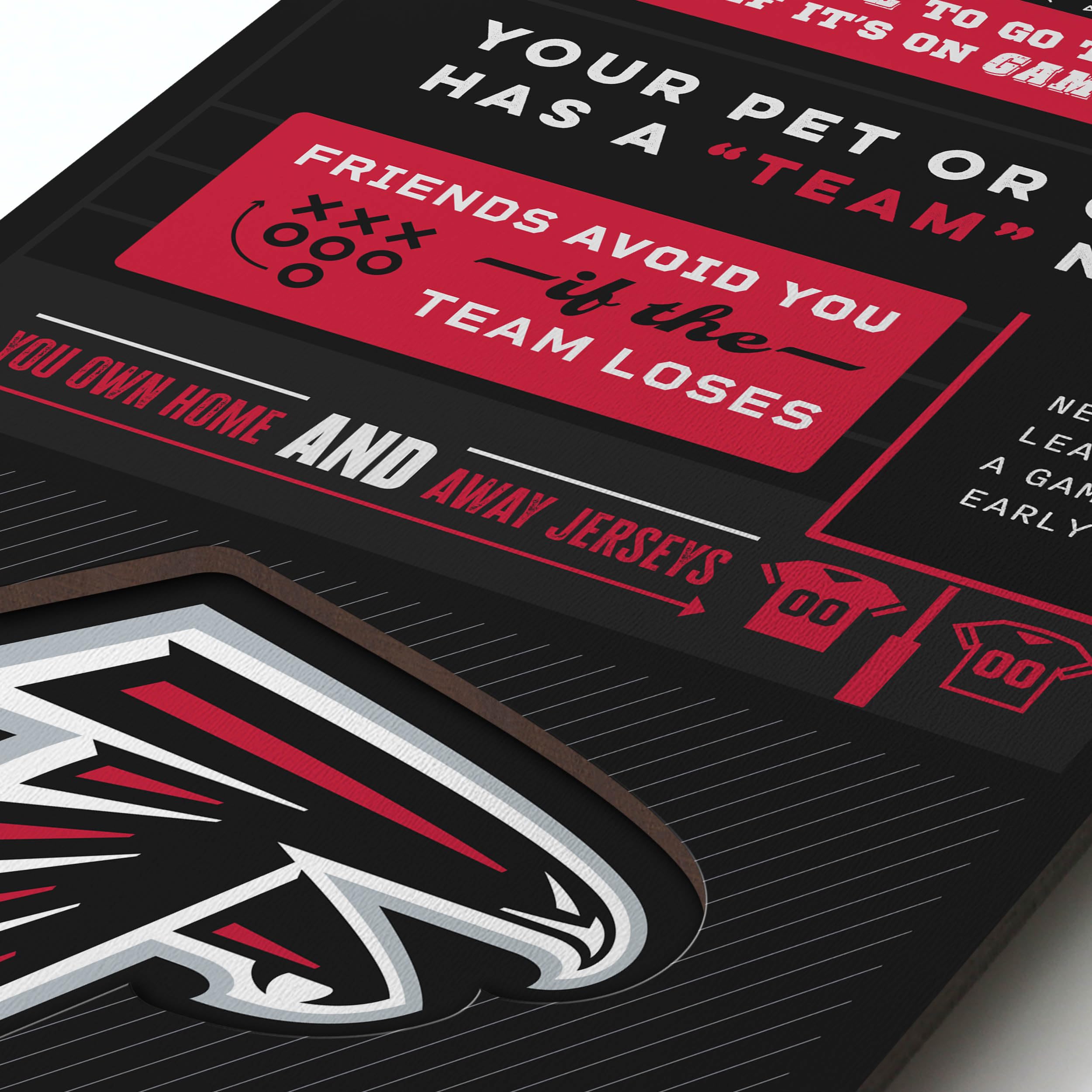 YouTheFan Officially-licensed NFL Atlanta Falcons 6x19 Top 10 Signs Banner - humorous descriptions - fun sports fan phrases, original design, indoor team wall decor fan gift - Sports Collectibles, Sports Memorabilia, Sports Fan Shop, Sports Gifts