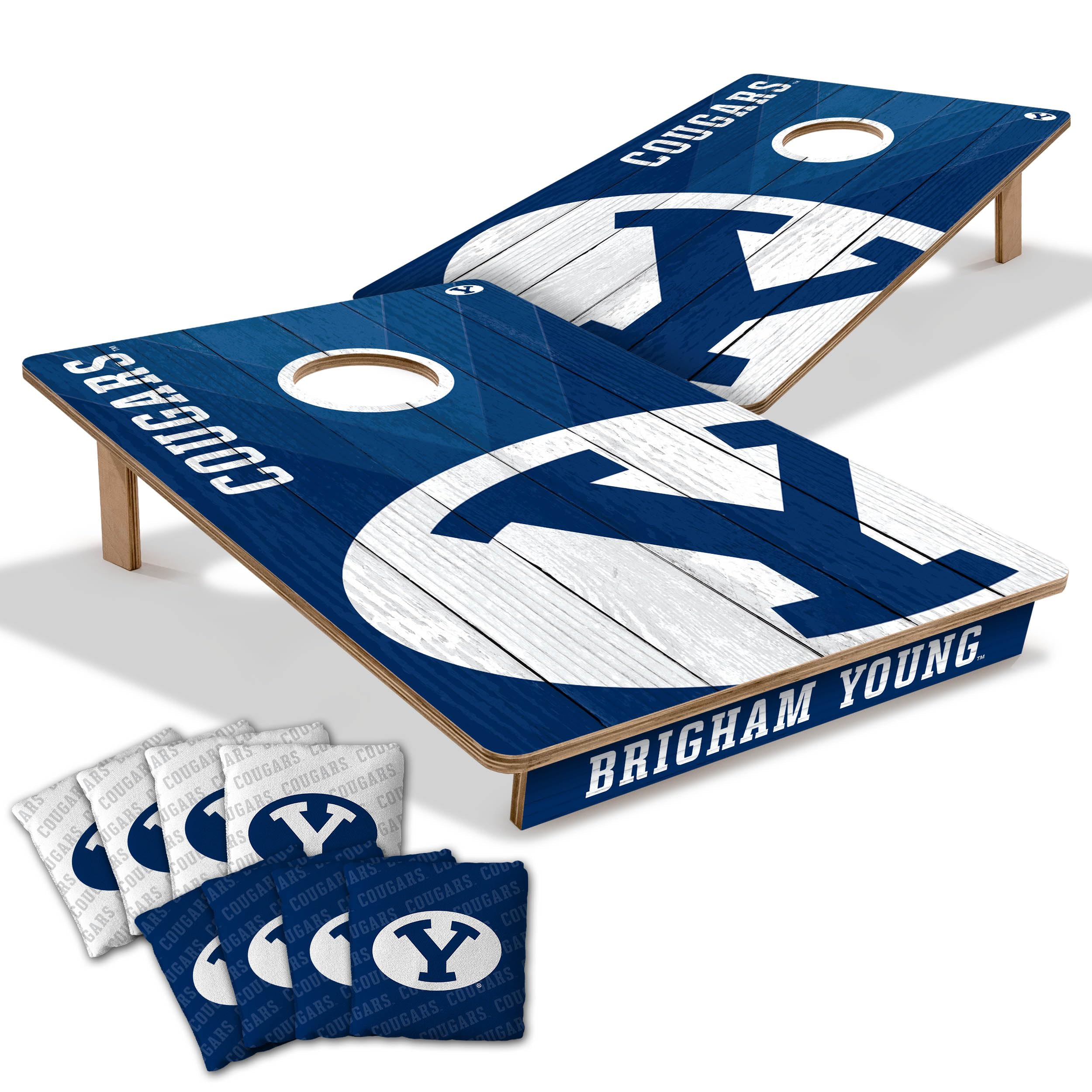 YouTheFan NCAA BYU Cougars 2’ x 3’ Wood Cornhole Game with Logo Bags - Sports Collectibles, Sports Memorabilia, Sports Fan Shop, Sports Gifts