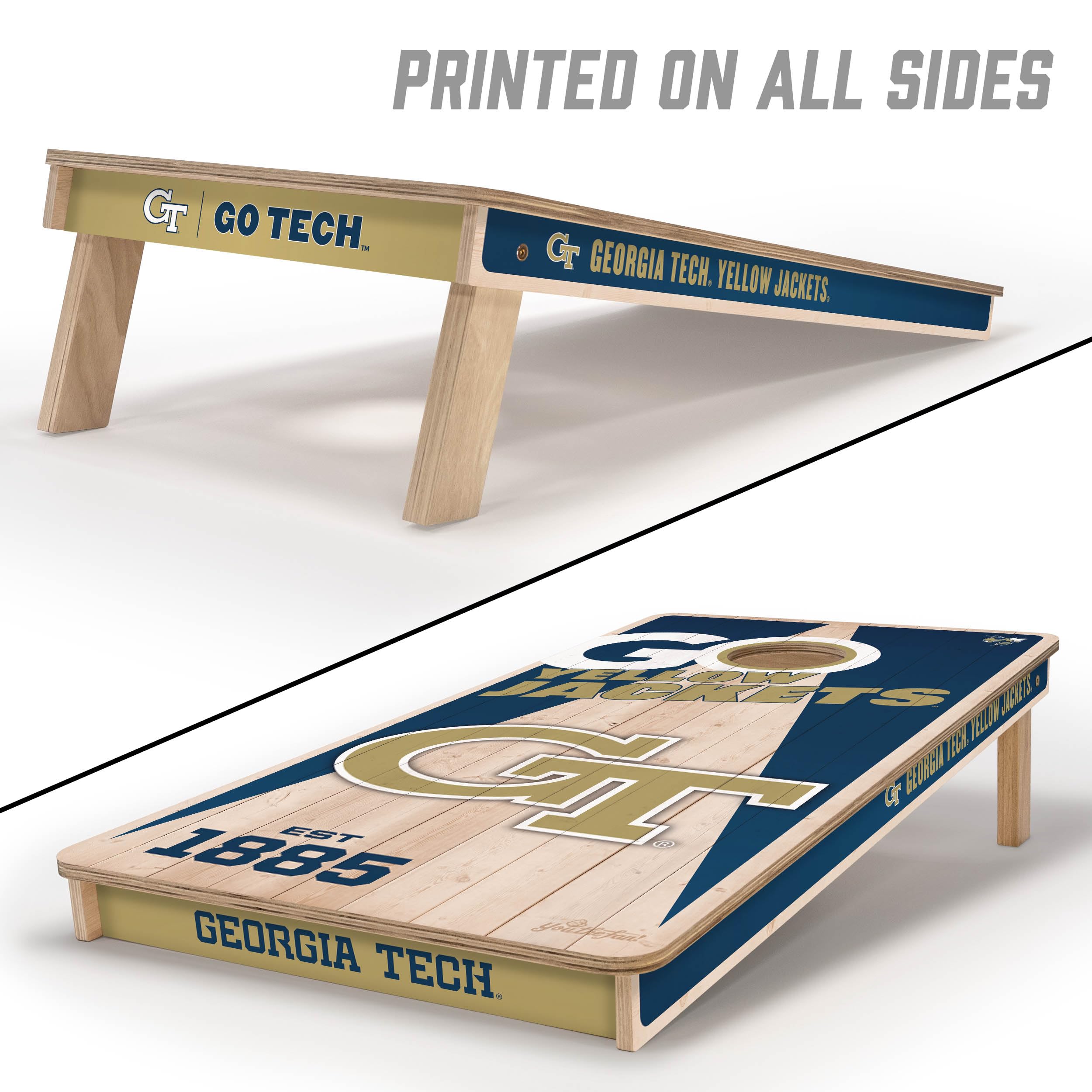 YouTheFan NCAA Georgia Tech Yellow Jackets 2’ x 4’ Professional Wood Cornhole Game with Logo Bags - Sports Collectibles, Sports Memorabilia, Sports Fan Shop, Sports Gifts