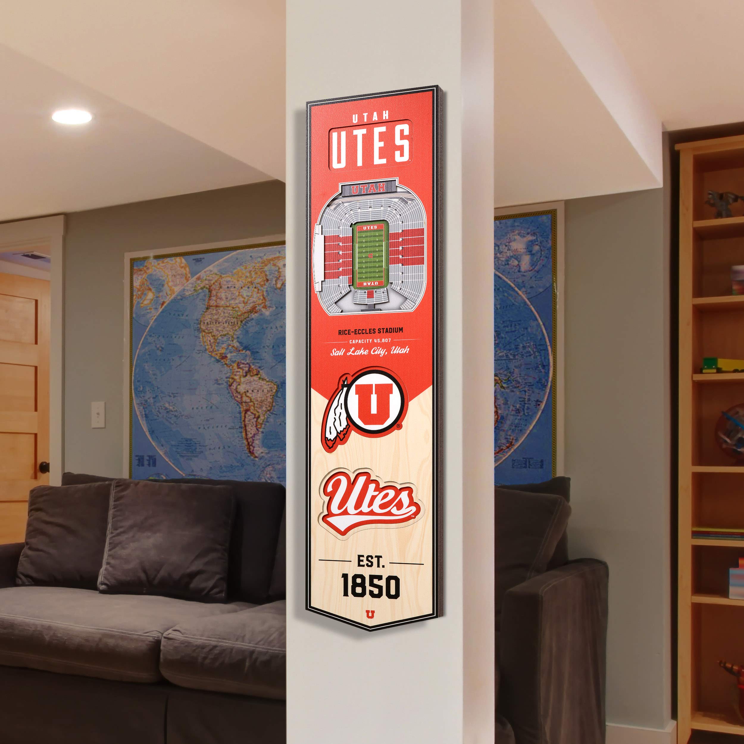 YouTheFan NCAA Utah Utes 3D Stadium 8x32 Banner - Eccles Stadium - Sports Collectibles, Sports Memorabilia, Sports Fan Shop, Sports Gifts