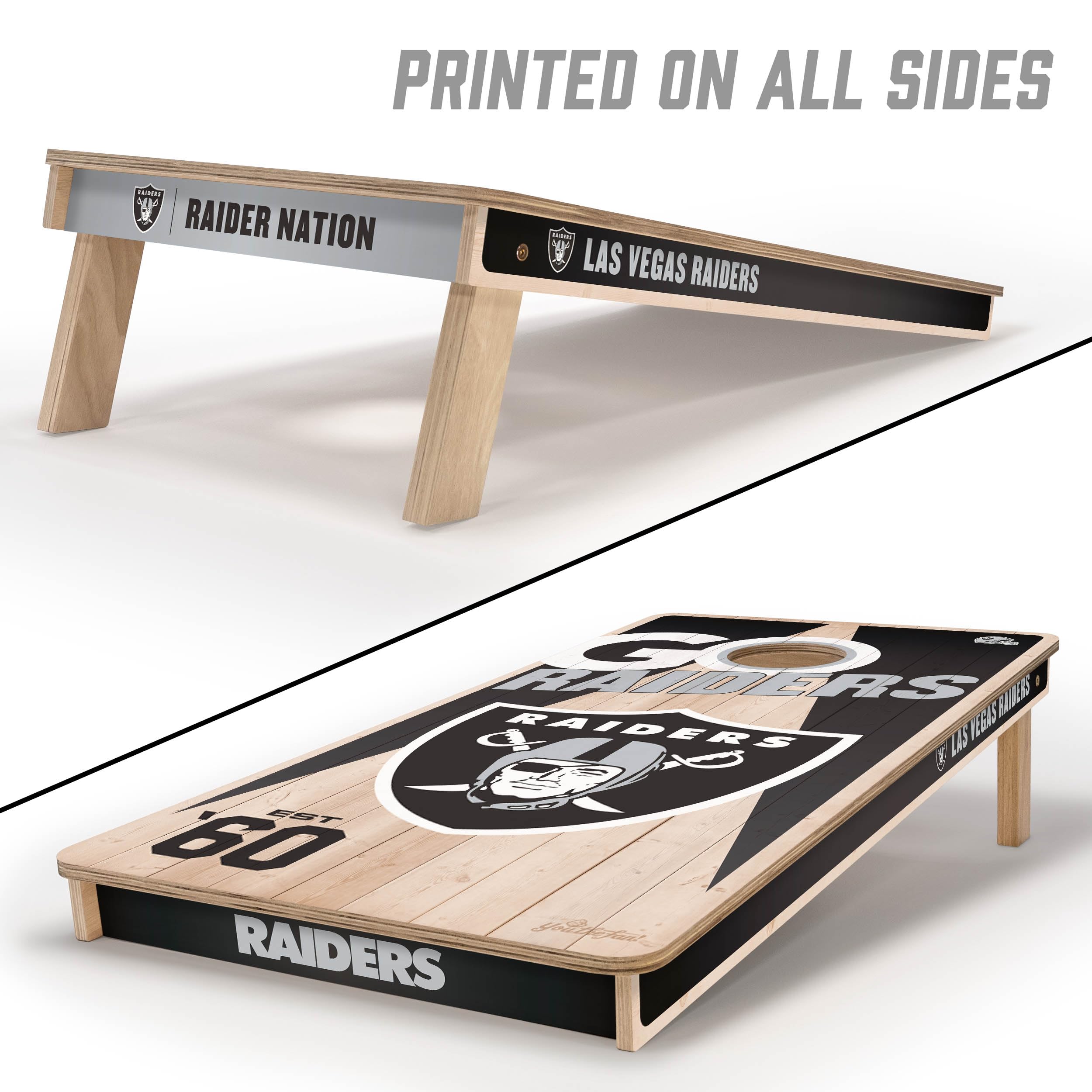 YouTheFan NFL Las Vegas Raiders 2’ x 4’ Professional Wood Cornhole Game with Logo Bags - Sports Collectibles, Sports Memorabilia, Sports Fan Shop, Sports Gifts