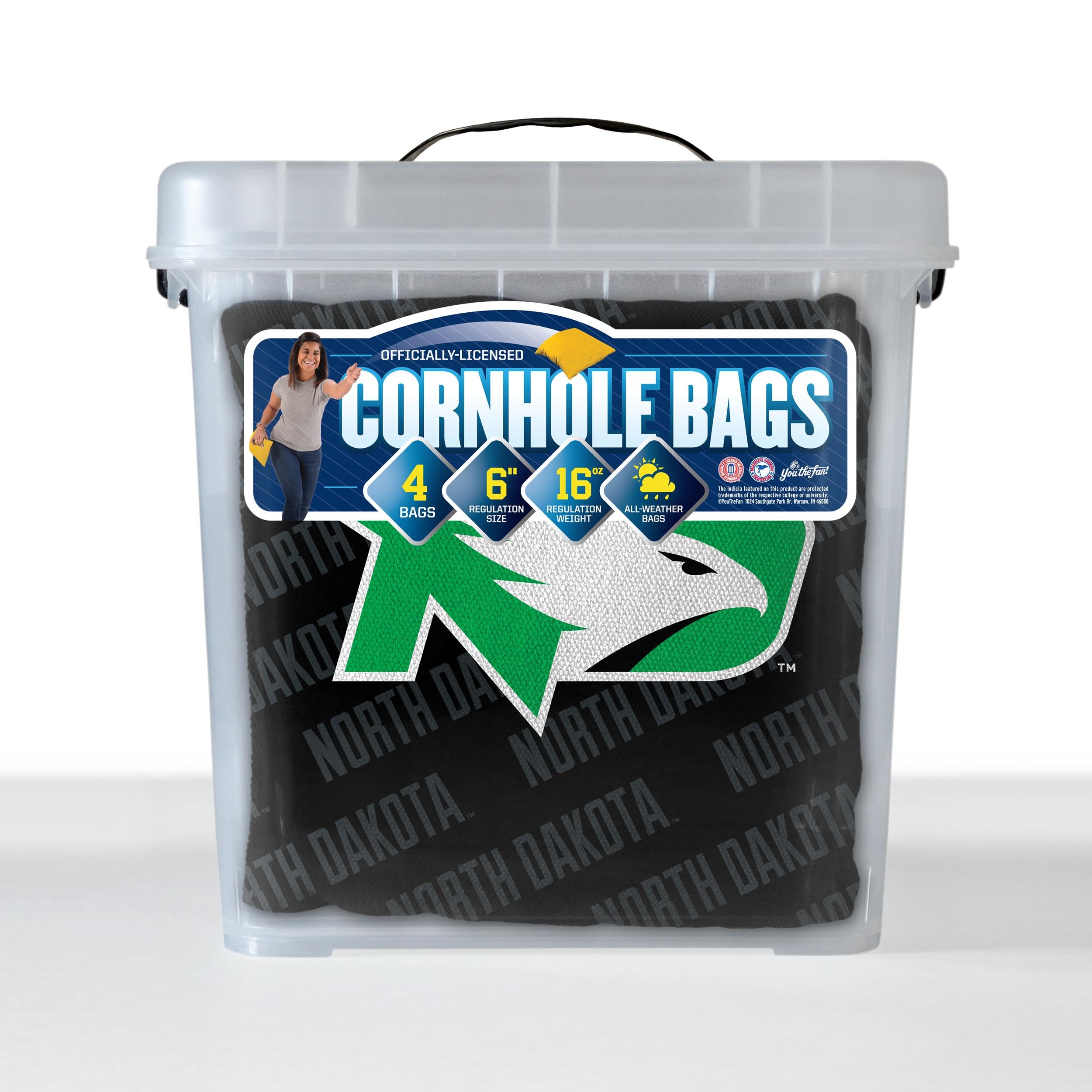 YouTheFan NCAA North Dakota Fighting Hawk Cornhole Bags - 4PK - Black - Sports Collectibles, Sports Memorabilia, Sports Fan Shop, Sports Gifts