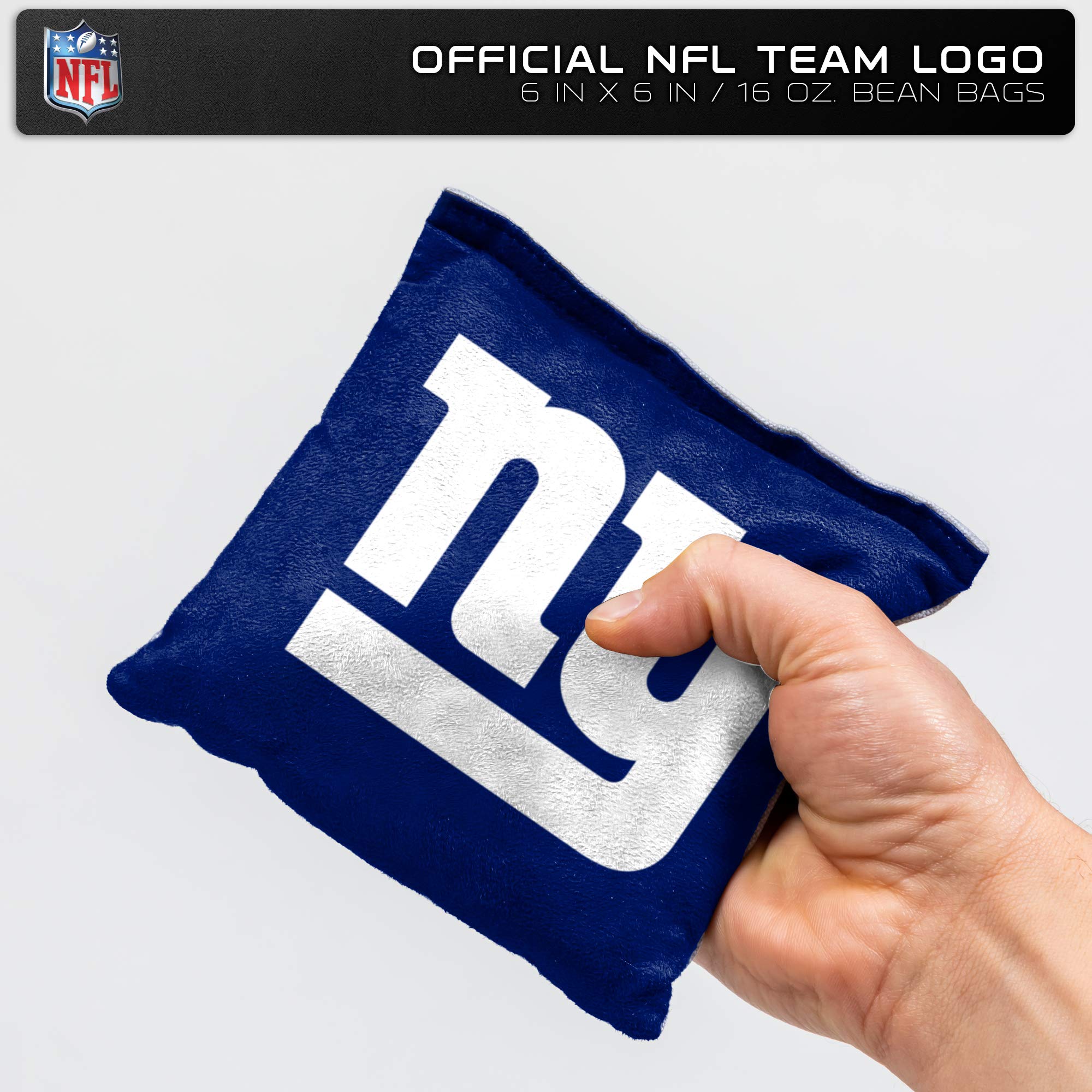 NFL Pro Football New York Giants Dual-Sided Bean Bags by Wild Sports, 4 Pack - Premium Toss Bags for Cornhole Sets - Sports Collectibles, Sports Memorabilia, Sports Fan Shop, Sports Gifts