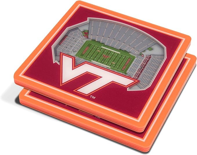 You The Fan NCAA 3D Stadium View Coasters - Virginia Tech - 757 Sports Collectibles