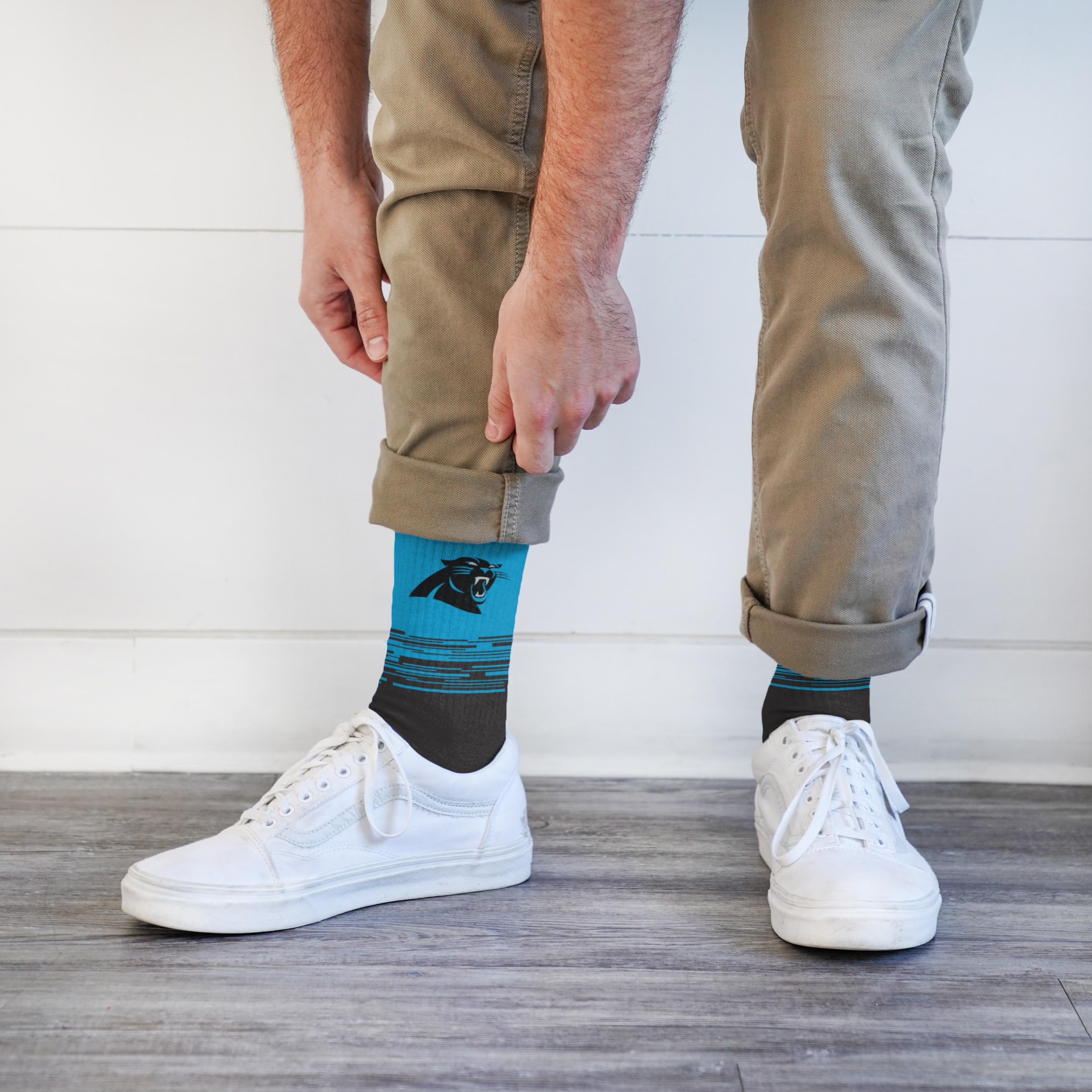 For Bare Feet NFL CAROLINA PANTHERS Elevate Premium Dress Crew Sock Team Color Large - Sports Gifts, Sports Memorabilia, Sports Collectibles, Fan Shop