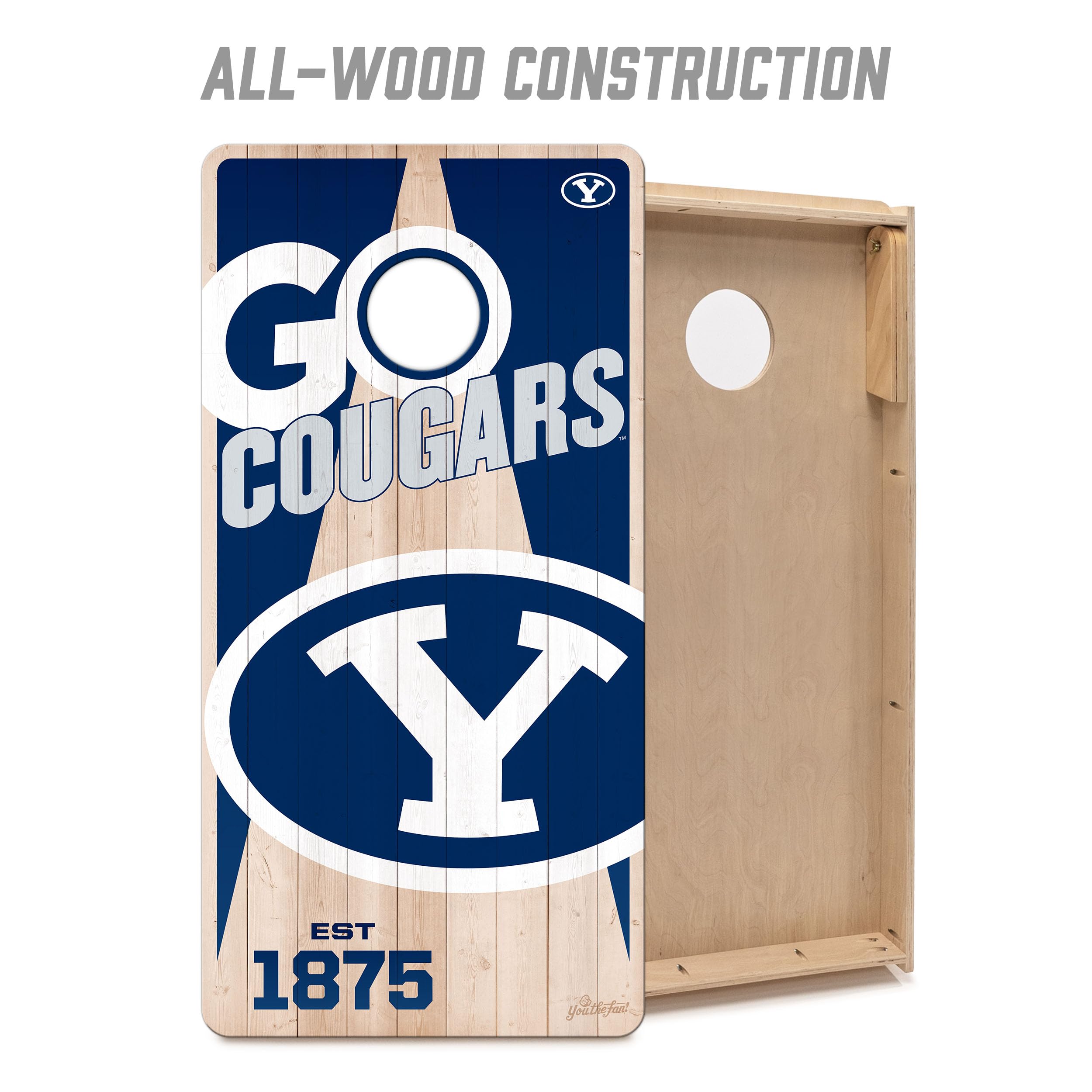 YouTheFan NCAA BYU Cougars 2’ x 4’ Professional Wood Cornhole Game with Logo Bags - Sports Collectibles, Sports Memorabilia, Sports Fan Shop, Sports Gifts
