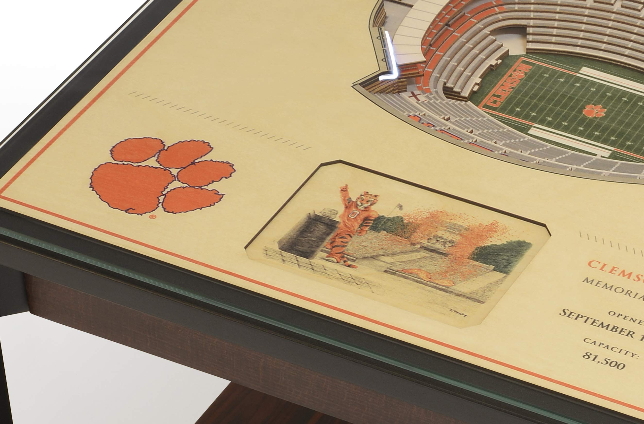 YouTheFan NCAA Clemson Tigers 25-Layer StadiumViews Lighted End Table - Memorial Stadium - Sports Collectibles, Sports Memorabilia, Sports Fan Shop, Sports Gifts