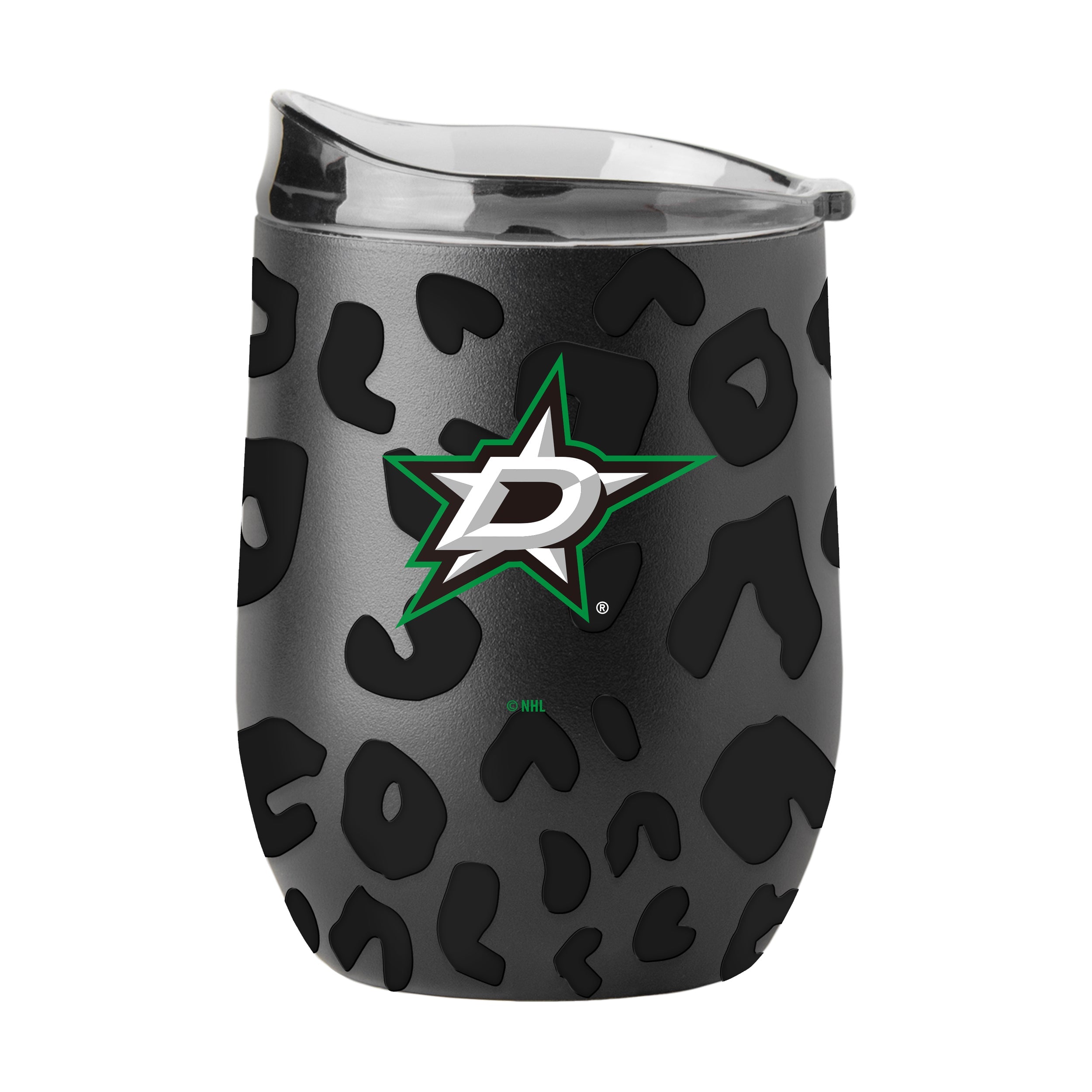 Dallas Stars Leopard 16oz Black Powder Coat Curved Beverage
