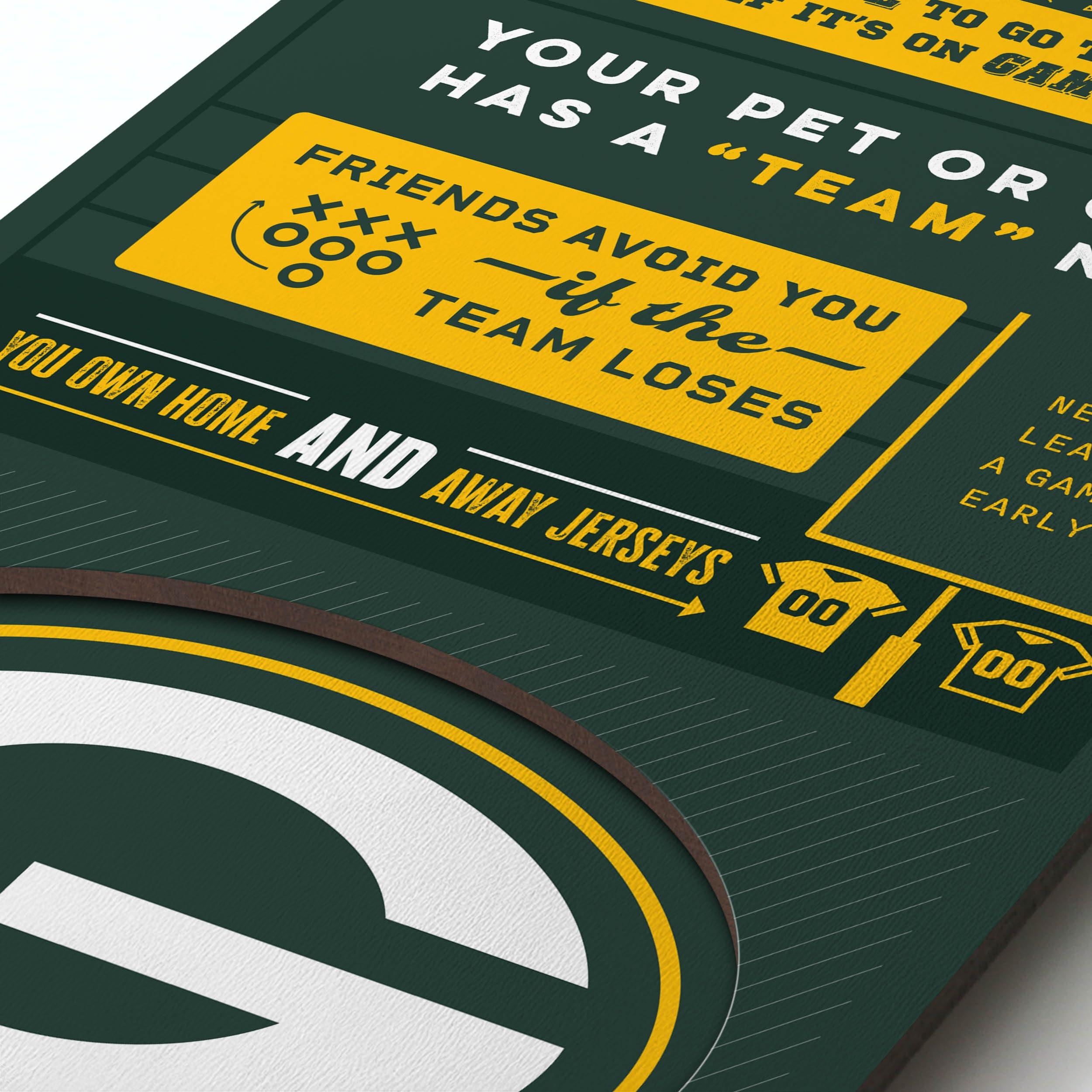 YouTheFan Officially-licensed NFL Green Bay Packers 6x19 Top 10 Signs Banner - humorous descriptions - fun sports fan phrases, original design, indoor team wall decor fan gift - Sports Collectibles, Sports Memorabilia, Sports Fan Shop, Sports Gifts