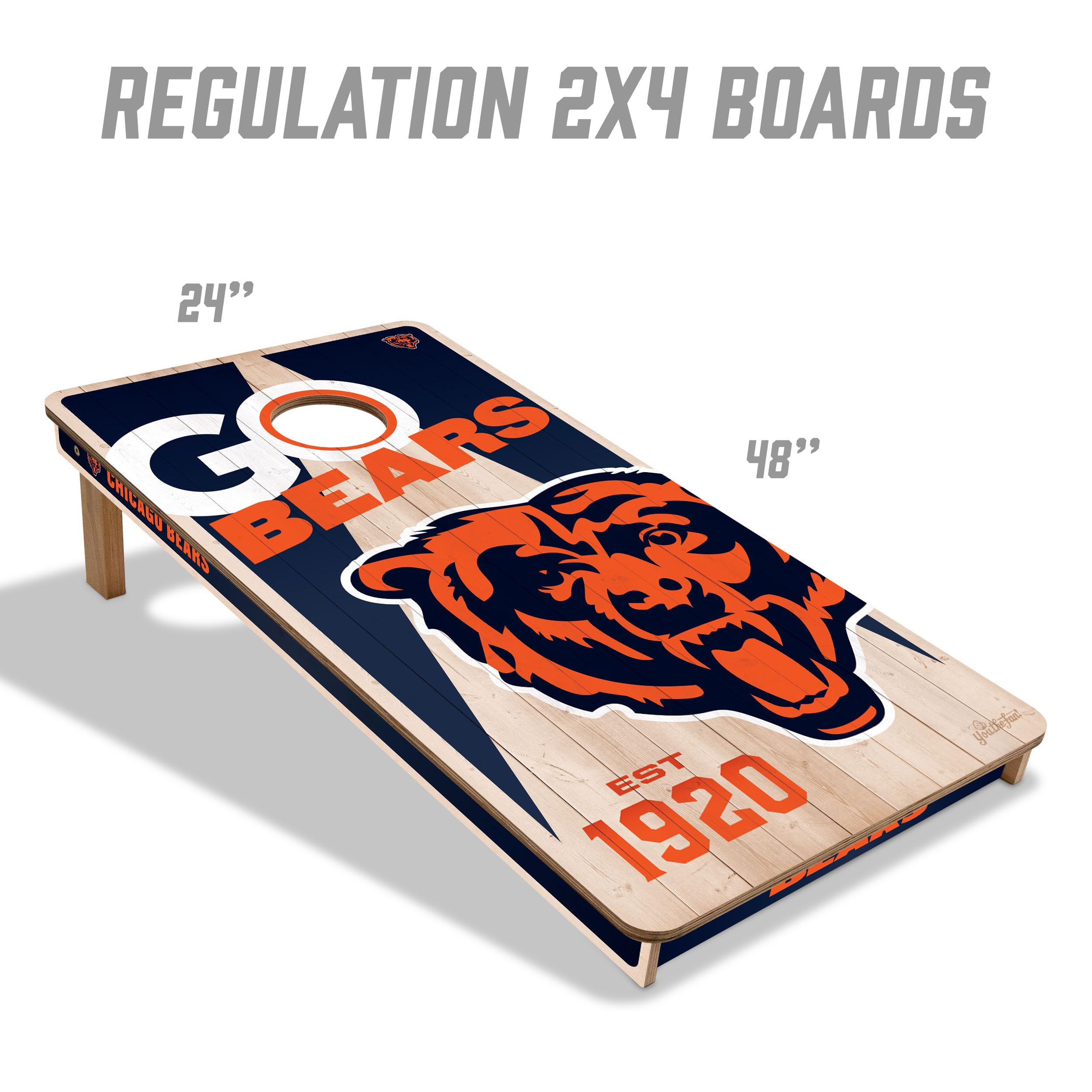 YouTheFan NFL Chicago Bears 2’ x 4’ Professional Wood Cornhole Game with Logo Bags - Sports Collectibles, Sports Memorabilia, Sports Fan Shop, Sports Gifts