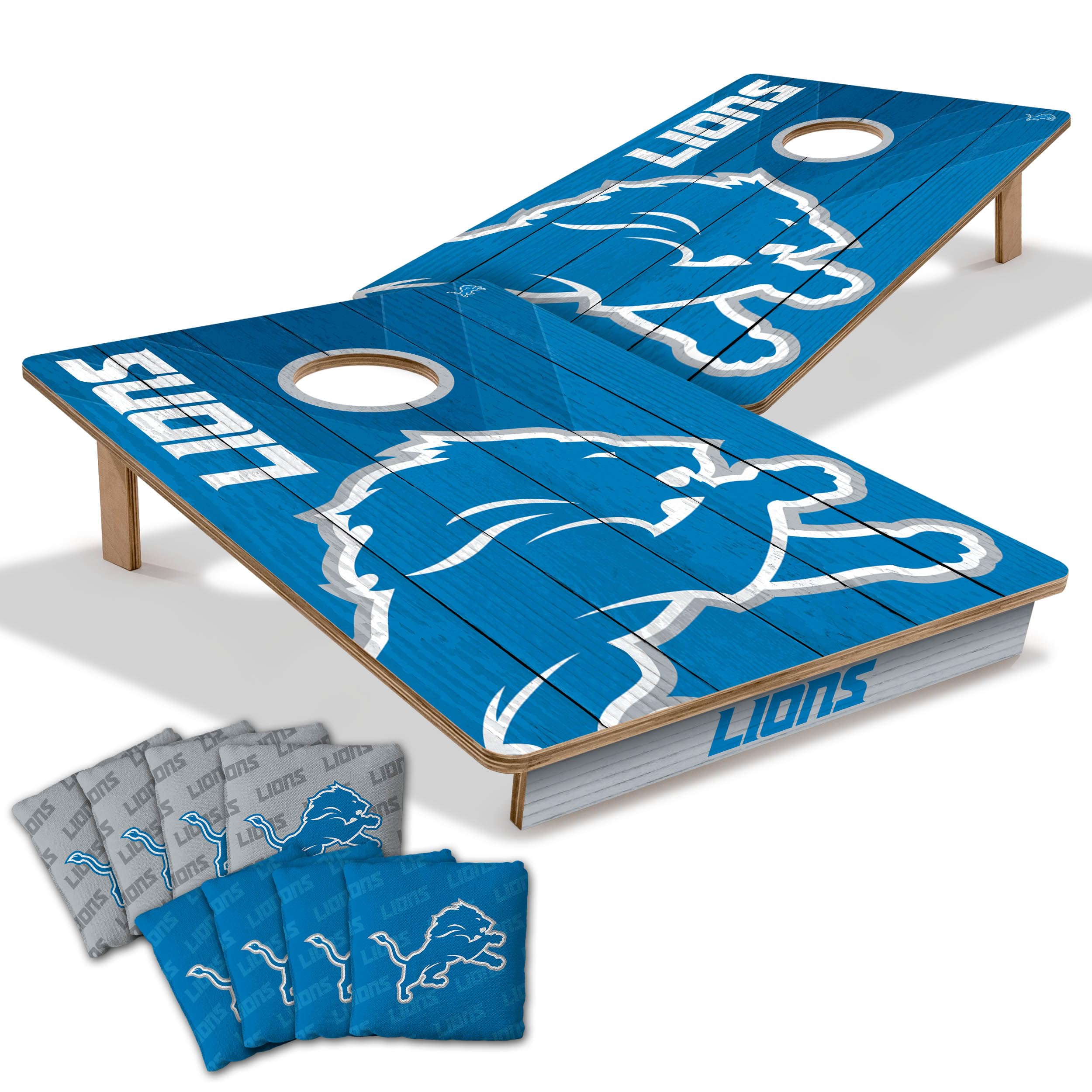 YouTheFan NFL Detroit Lions 2’ x 3’ Wood Cornhole Game with Logo Bags - Sports Collectibles, Sports Memorabilia, Sports Fan Shop, Sports Gifts