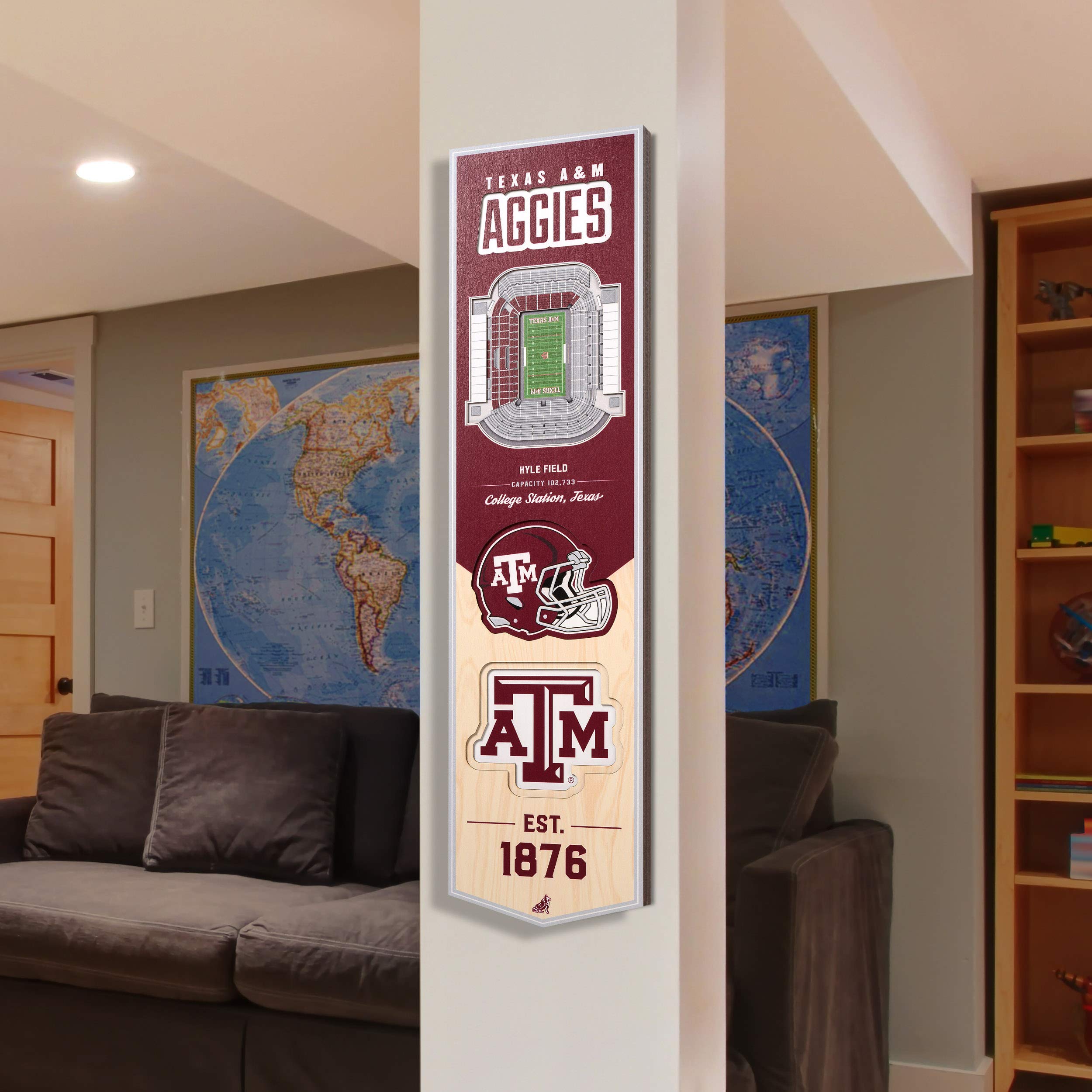 YouTheFan NCAA Texas A&M Aggies 3D Stadium 8x32 Banner - Kyle Field - Sports Collectibles, Sports Memorabilia, Sports Fan Shop, Sports Gifts