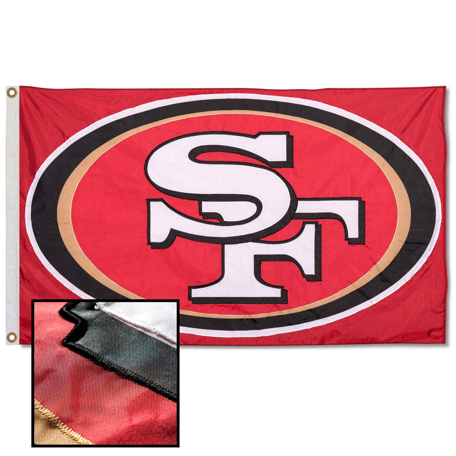 WinCraft San Francisco 49ers Embroidered Nylon Flag - Sports Collectibles, Sports Memorabilia, Sports Fan Shop, Sports Gifts