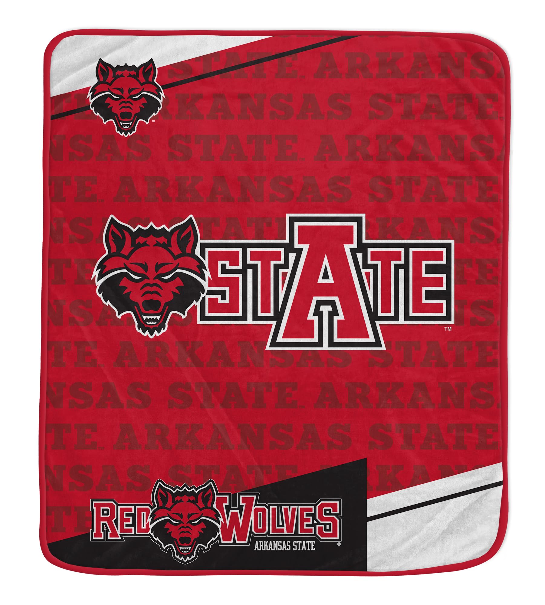 Pegasus Sports NCAA Arkansas State Red Wolves Diagonal Ghost Ultra Soft Blanket - Sports Gifts, Sports Memorabilia, Sports Collectibles, Fan Shop