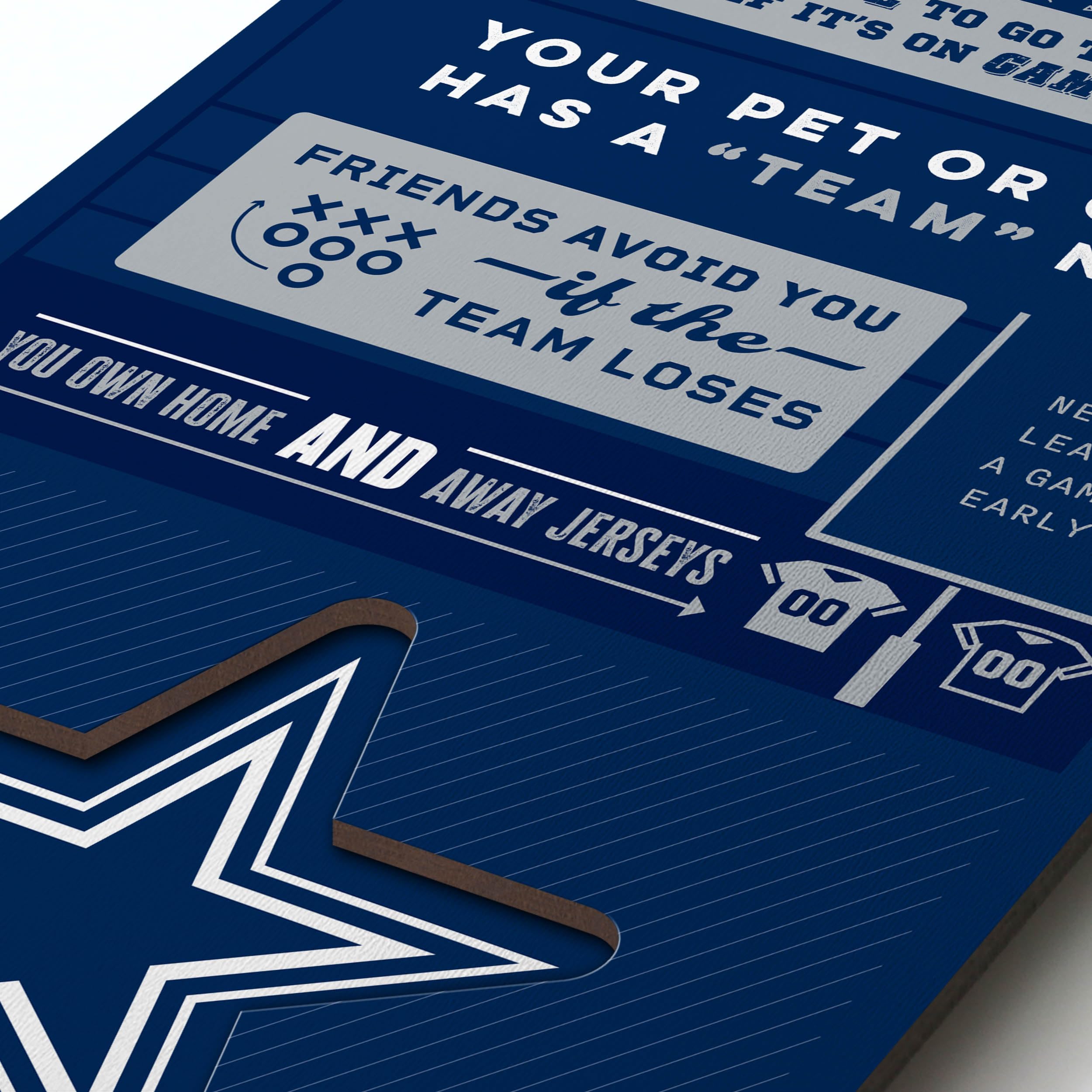 YouTheFan Officially-licensed NFL Dallas Cowboys 6x19 Top 10 Signs Banner - humorous descriptions - fun sports fan phrases, original design, indoor team wall decor fan gift - Sports Collectibles, Sports Memorabilia, Sports Fan Shop, Sports Gifts