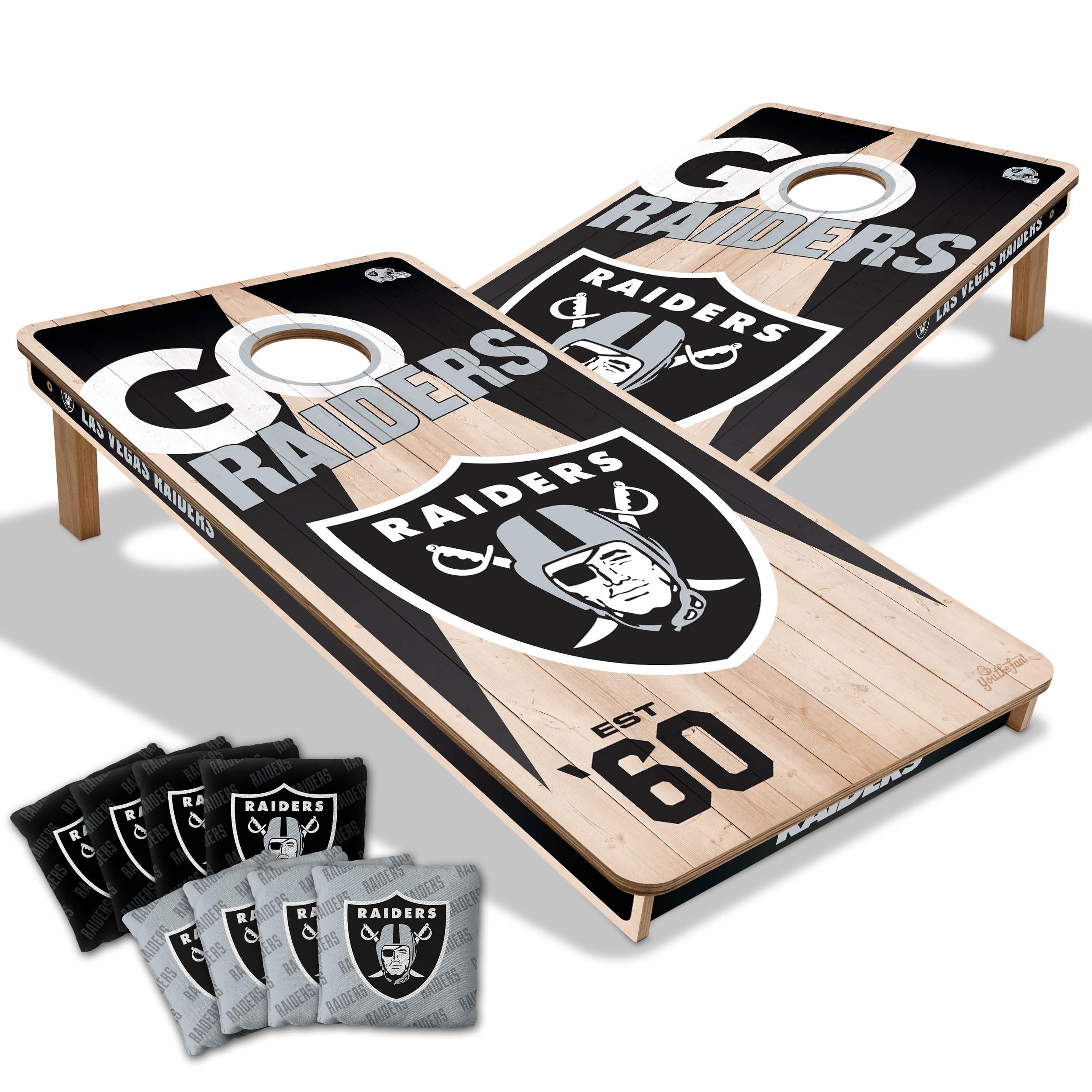 YouTheFan NFL Las Vegas Raiders 2’ x 4’ Professional Wood Cornhole Game with Logo Bags - Sports Collectibles, Sports Memorabilia, Sports Fan Shop, Sports Gifts