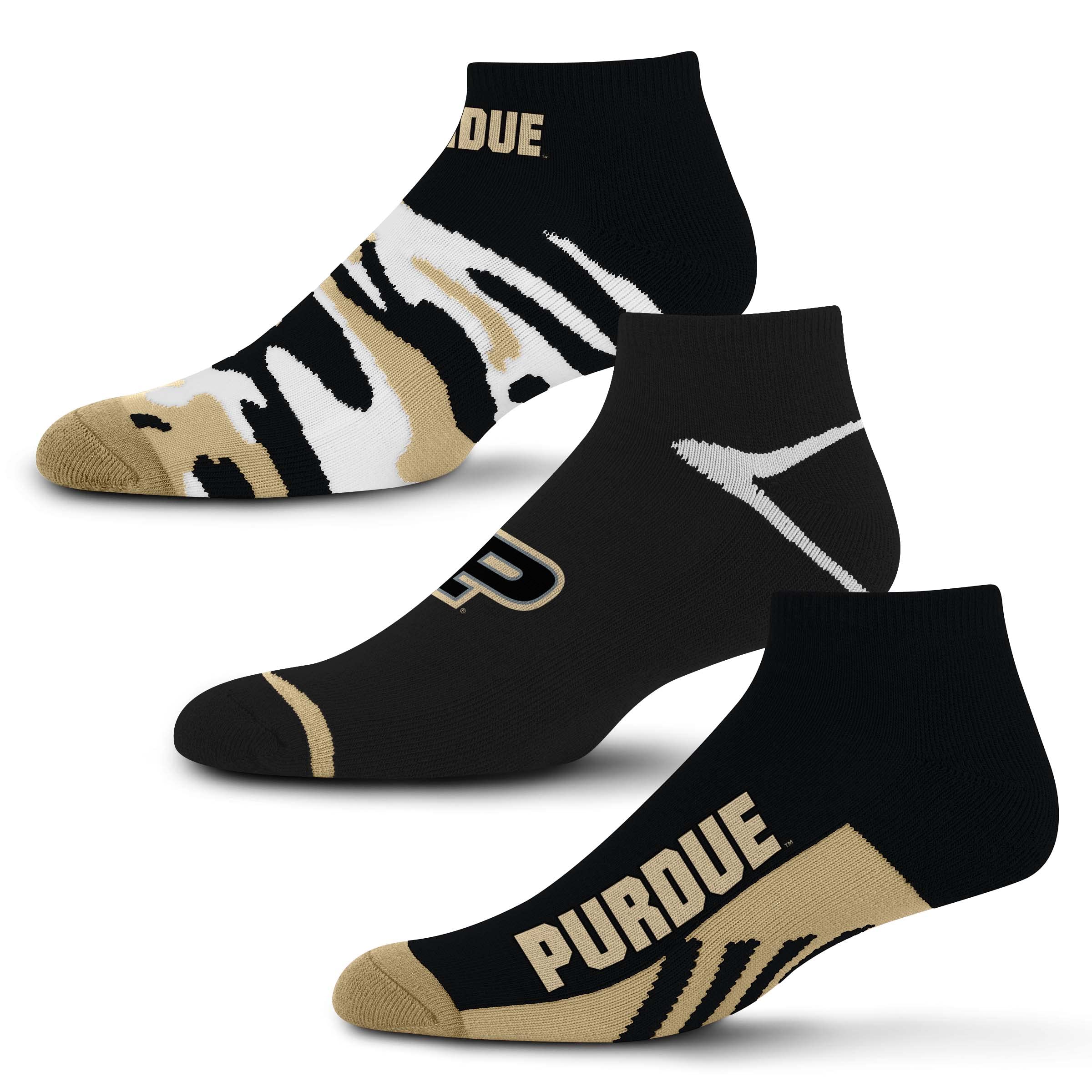 For Bare Feet NCAA Purdue Boilermakers CAMO BOOM 3 Pack Ankle Sock Team Colors Large - Sports Gifts, Sports Memorabilia, Sports Collectibles, Fan Shop